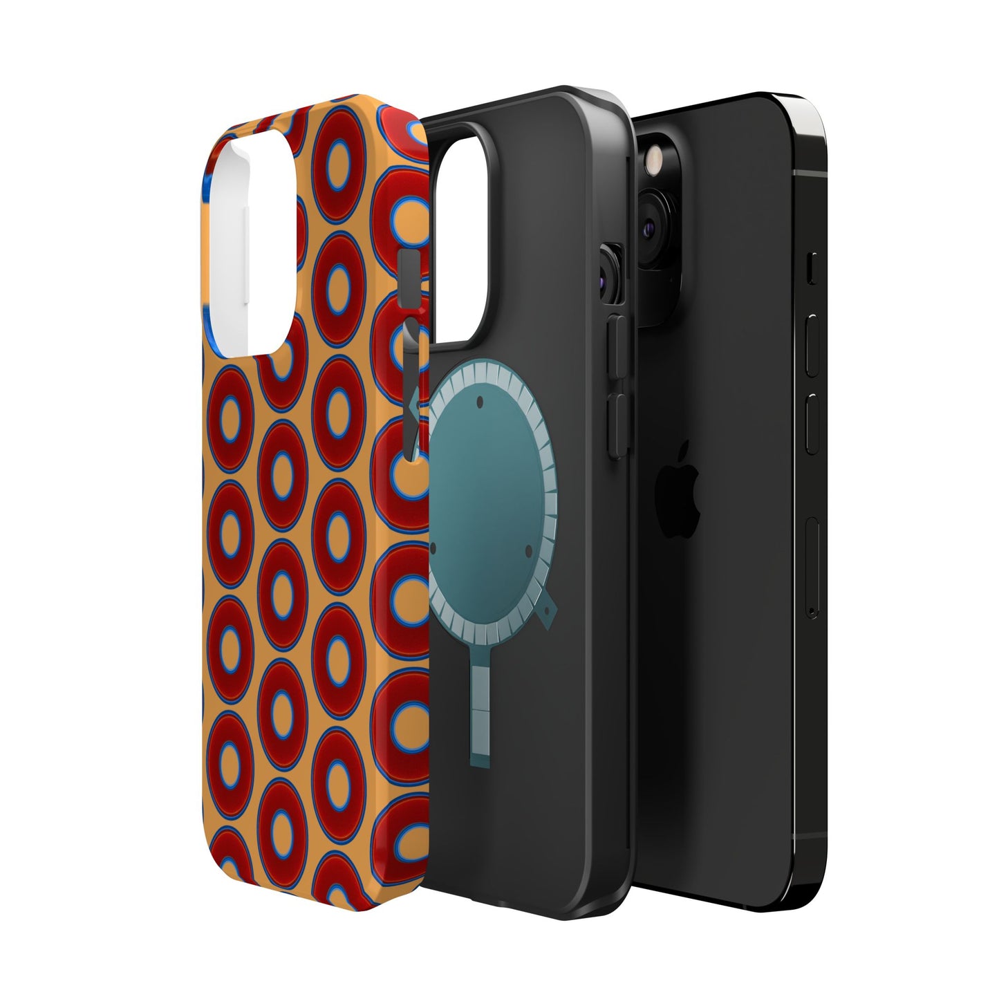 Magnetic Tough Donut Case - red vivid donut print w/creamsicle orange background