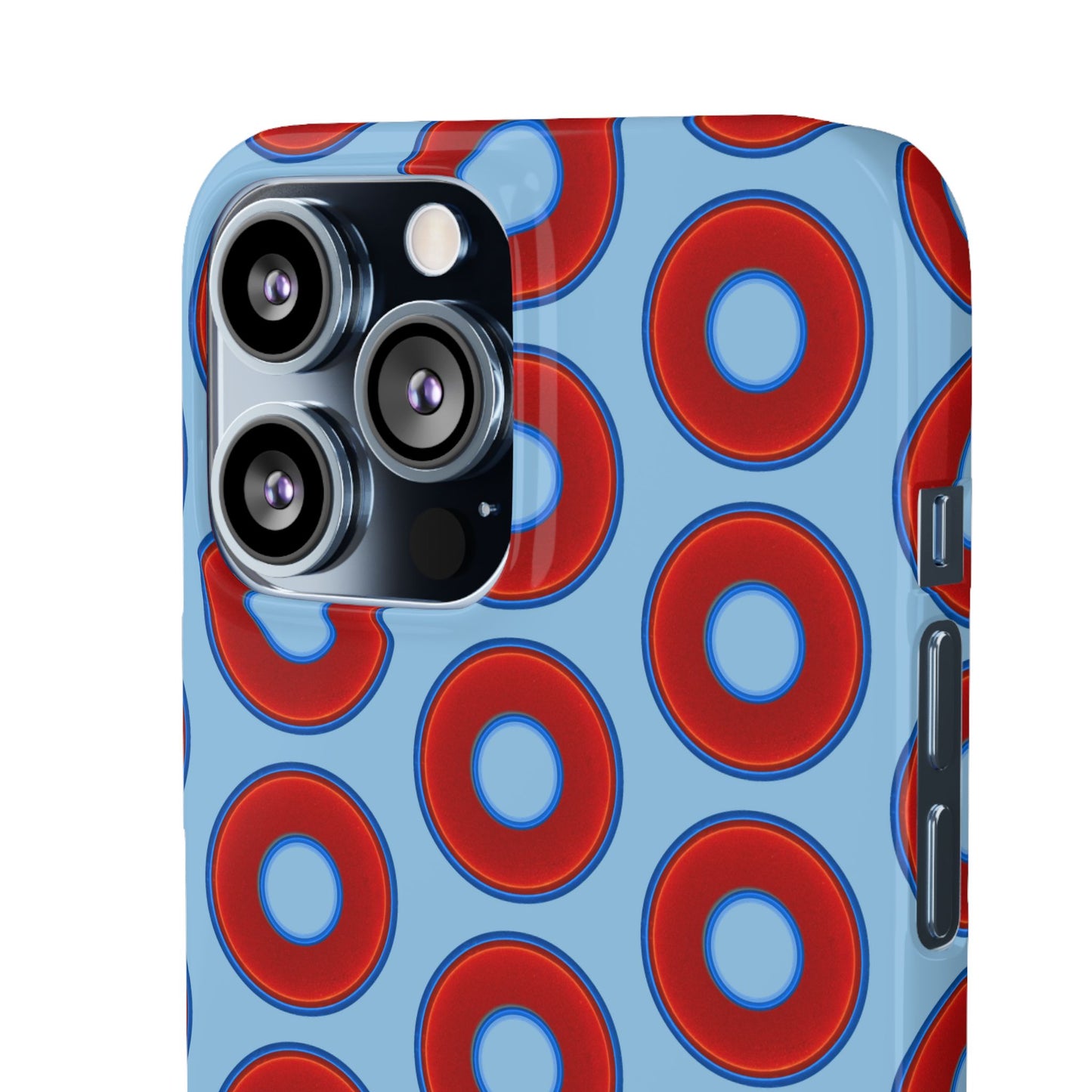 Lumpy Donut Snap Case - red vivid donut print w/sky blue background