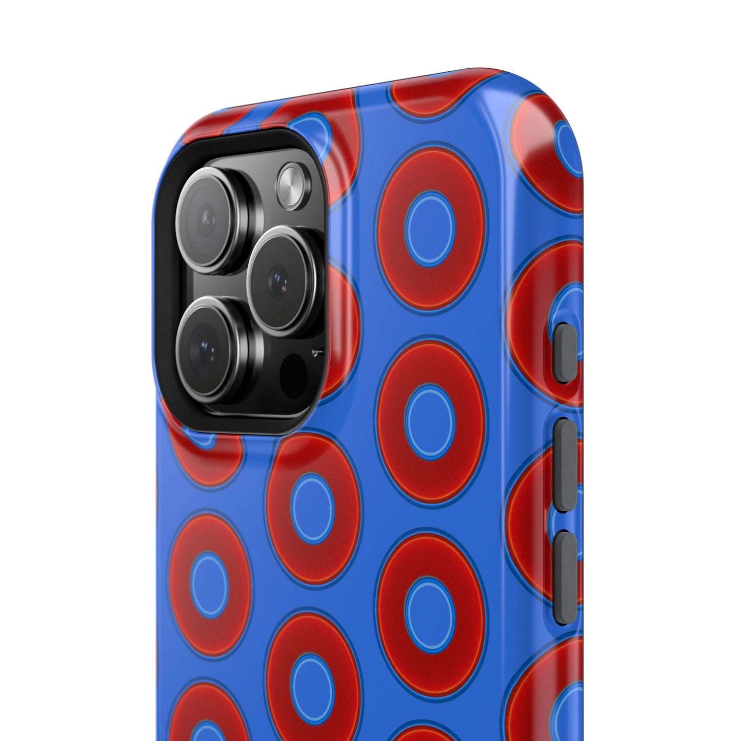 Impact-Resistant Lumpy Donut Case - red vivid donut print w/medium royal blue background