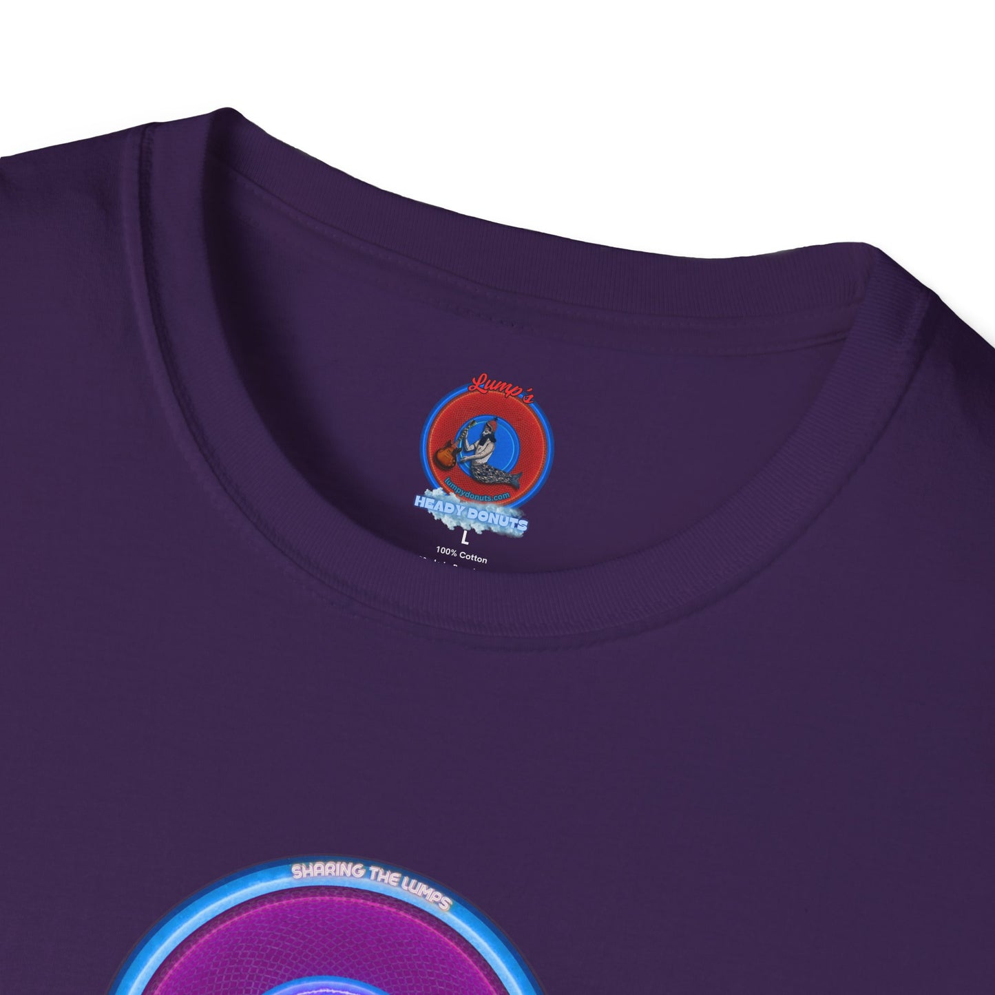 Classic Donut Tee - Unisex Soft-Style - "Lumpy Collective Donut" - rustic purple/light blue lumpy donut - variant 2