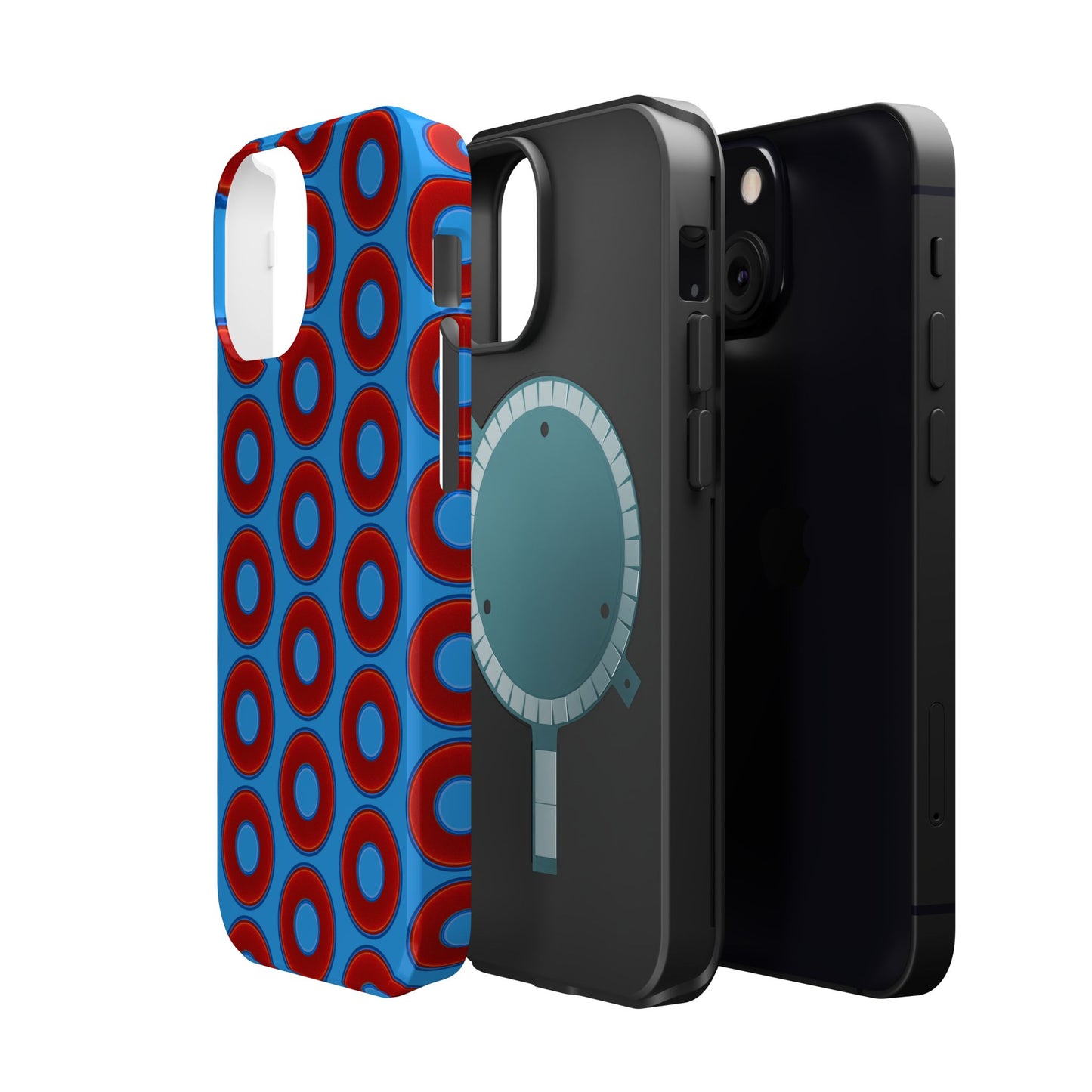Magnetic Tough Donut Case - red vivid donut print w/sky royal blue background
