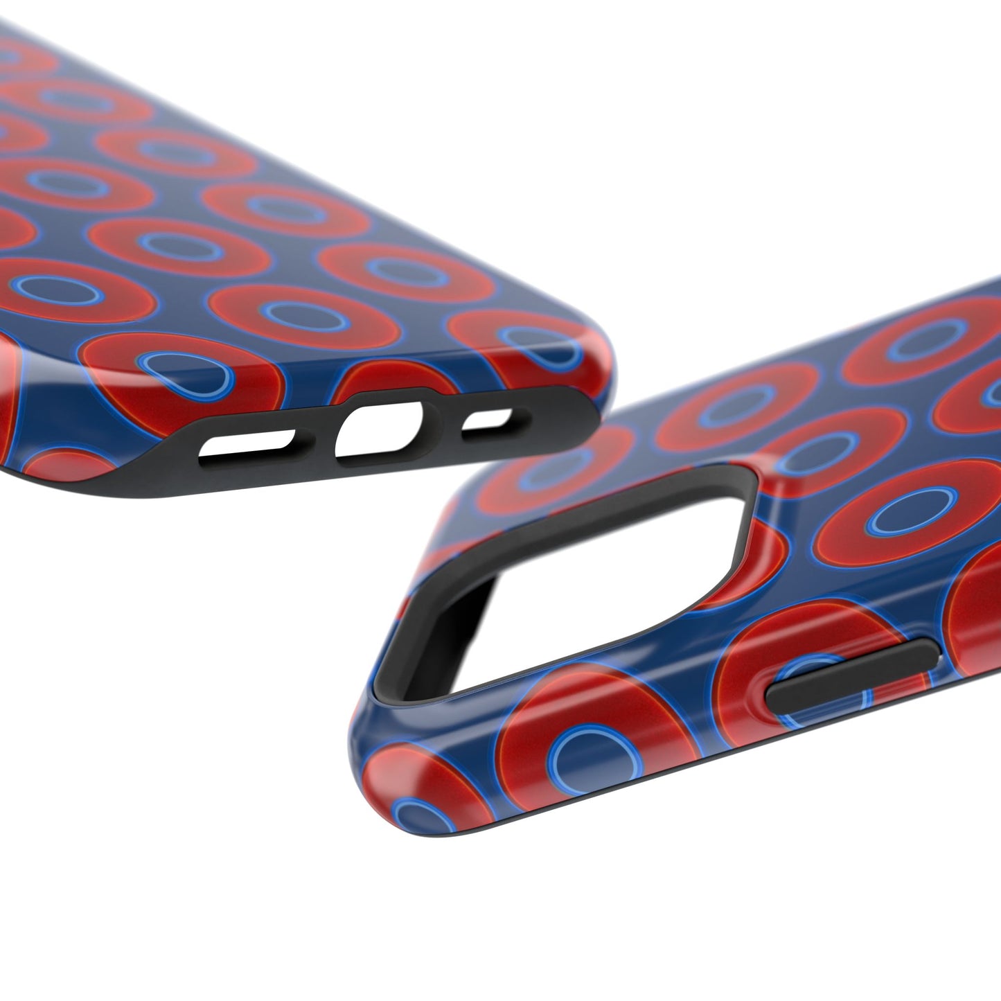 Magnetic Tough Donut Case - red vivid donut print w/Atlantic navy blue background