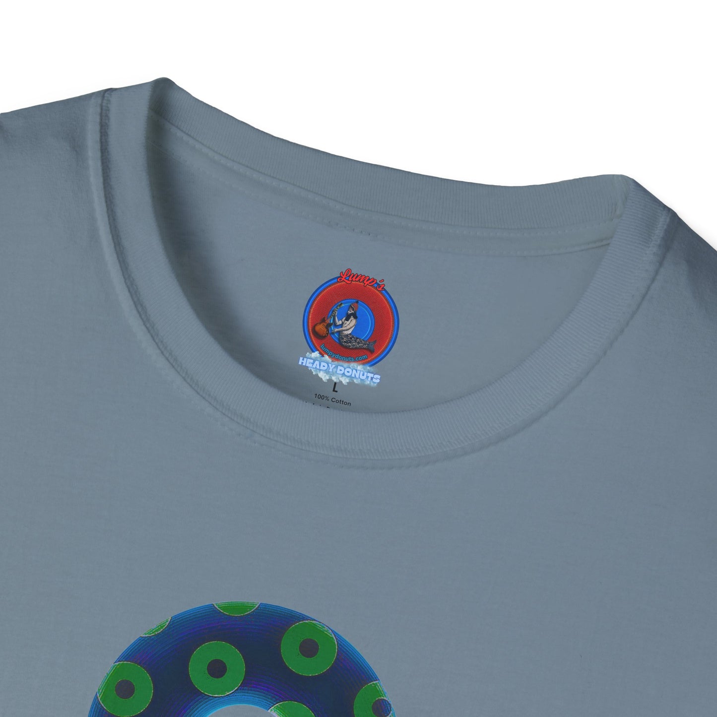 Plain Donuts/Unisex Soft-Style - "Plain Blimpy Paradoxical Donuts" - dark blue/lime green donuts