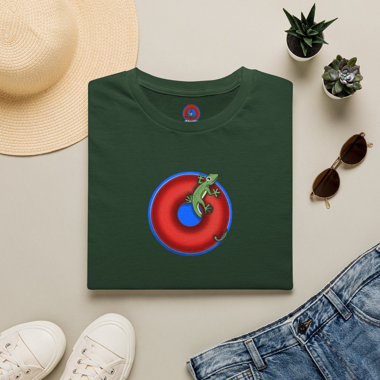 Classic Donut Tee - Unisex Soft-Style - "Practically Extinct Tee Shirt" - plump vivid red donut- variant 2