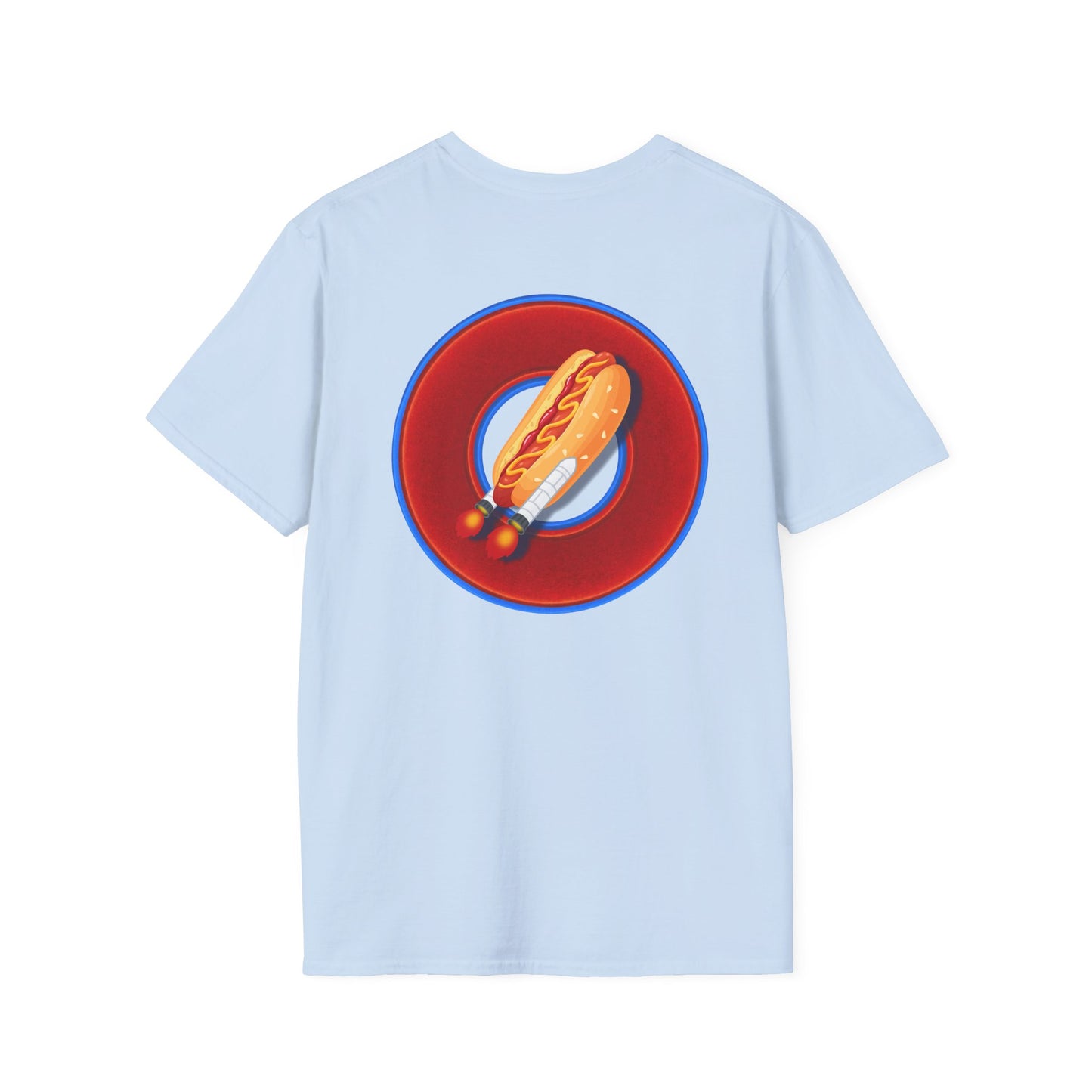 Classic Donut Tee - Unisex Soft-Style - "Viva Las Vegas Donut" -  vivid red donut w/raw dogger - variant 1