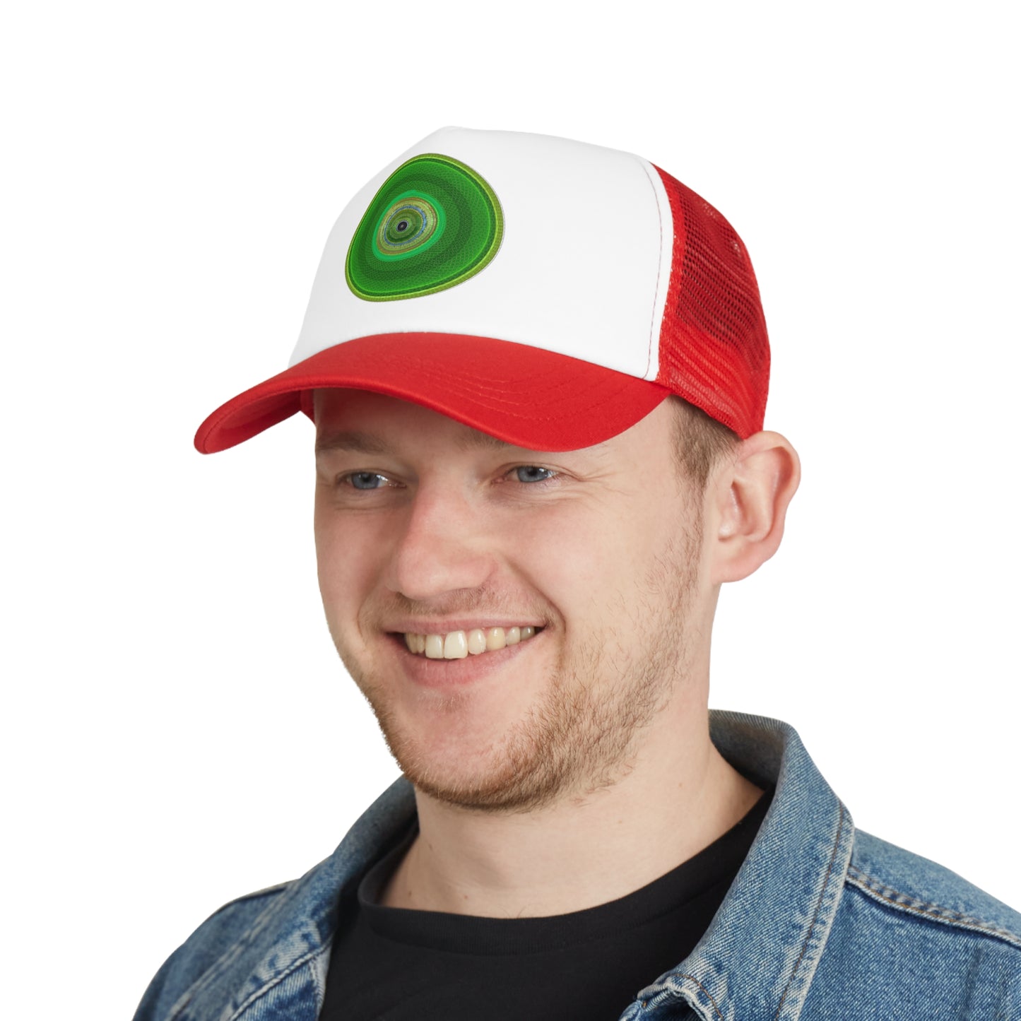 Lumpy Trucker Hat - "The Donut of Grace's Ascending" - green donut