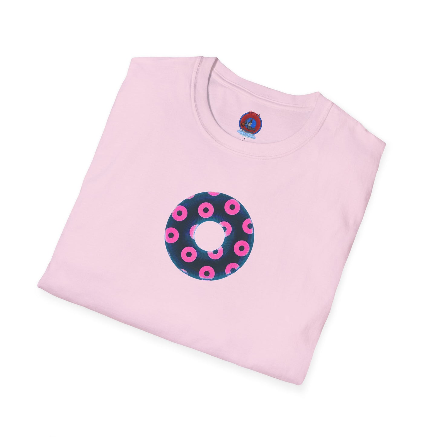 Copy of Plain Donuts/Unisex Soft-Style - "Plain Blimpy Paradoxical Donuts" - dark steel blue/vivid magenta donuts