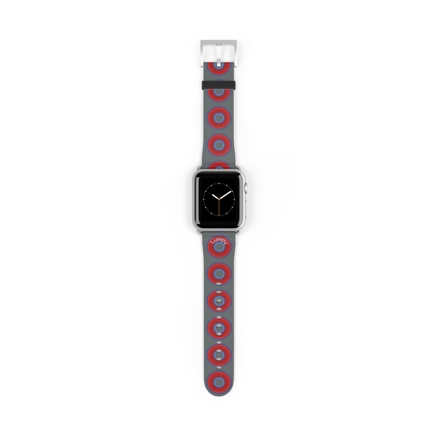 Lumpy Donut Wristband - compatible w/apple watch - red vivid donuts w/dark gray background
