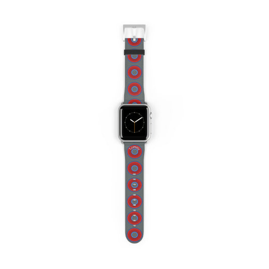 Lumpy Donut Wristband - compatible w/apple watch - red vivid donuts w/dark gray background