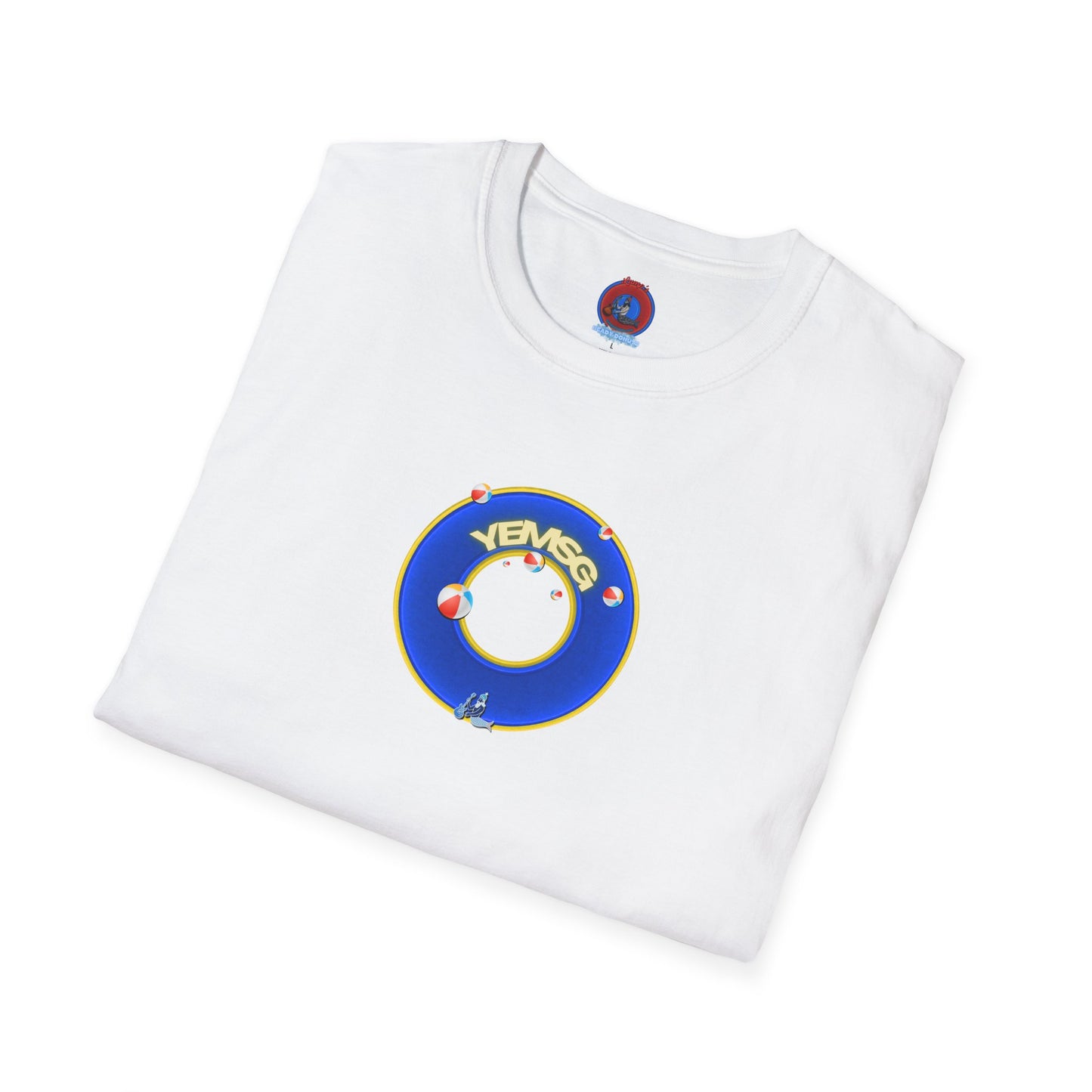 Donut Tee - Unisex Soft-Style - "The Donut's Secret Ingredient? MSG" - vivid blue/yellow donut - variant 2