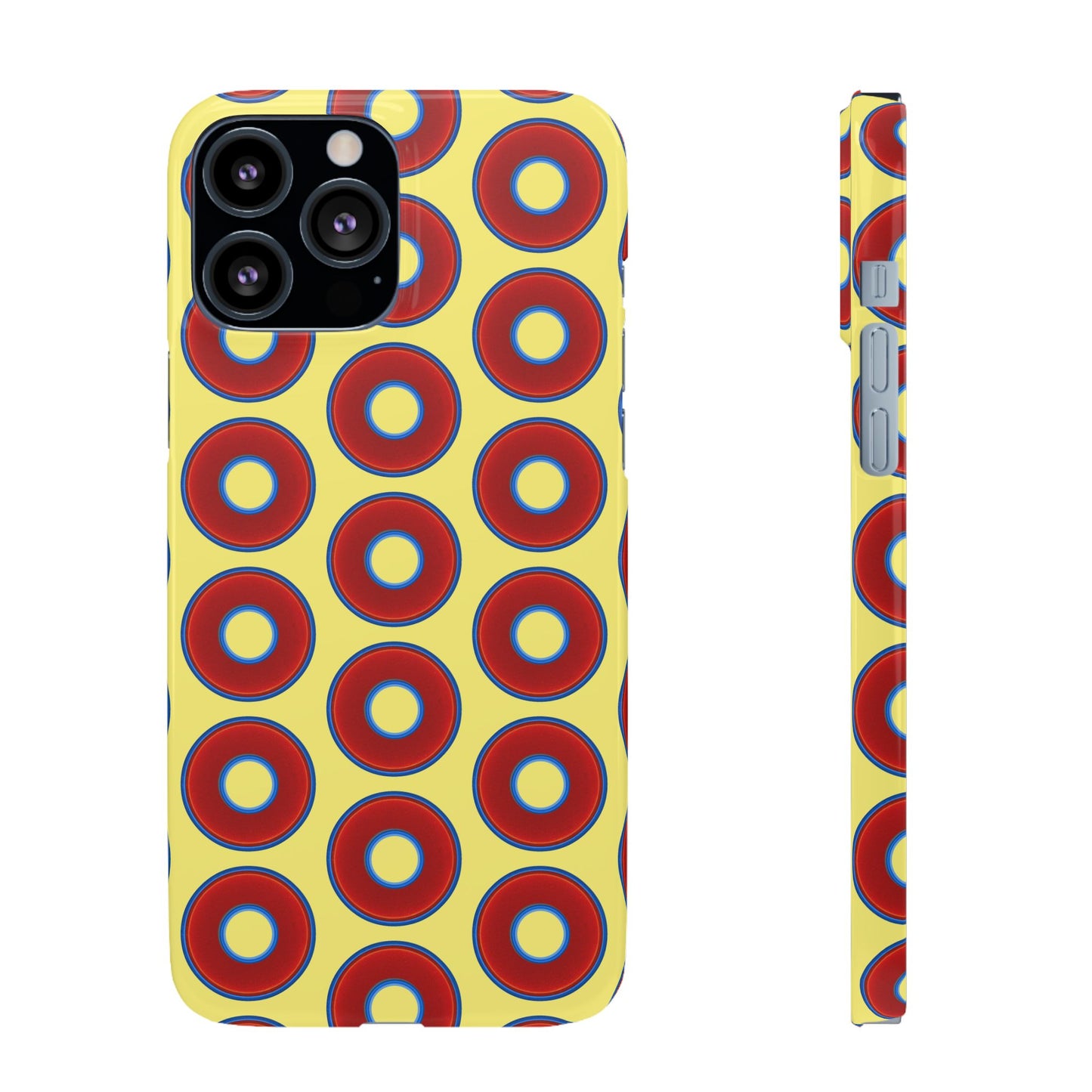 Lumpy Donut Snap Case - red vivid donut print w/yellow background