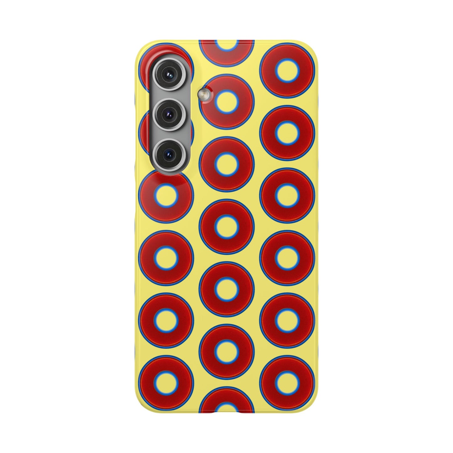Lumpy Donut Snap Case - red vivid donut print w/yellow background