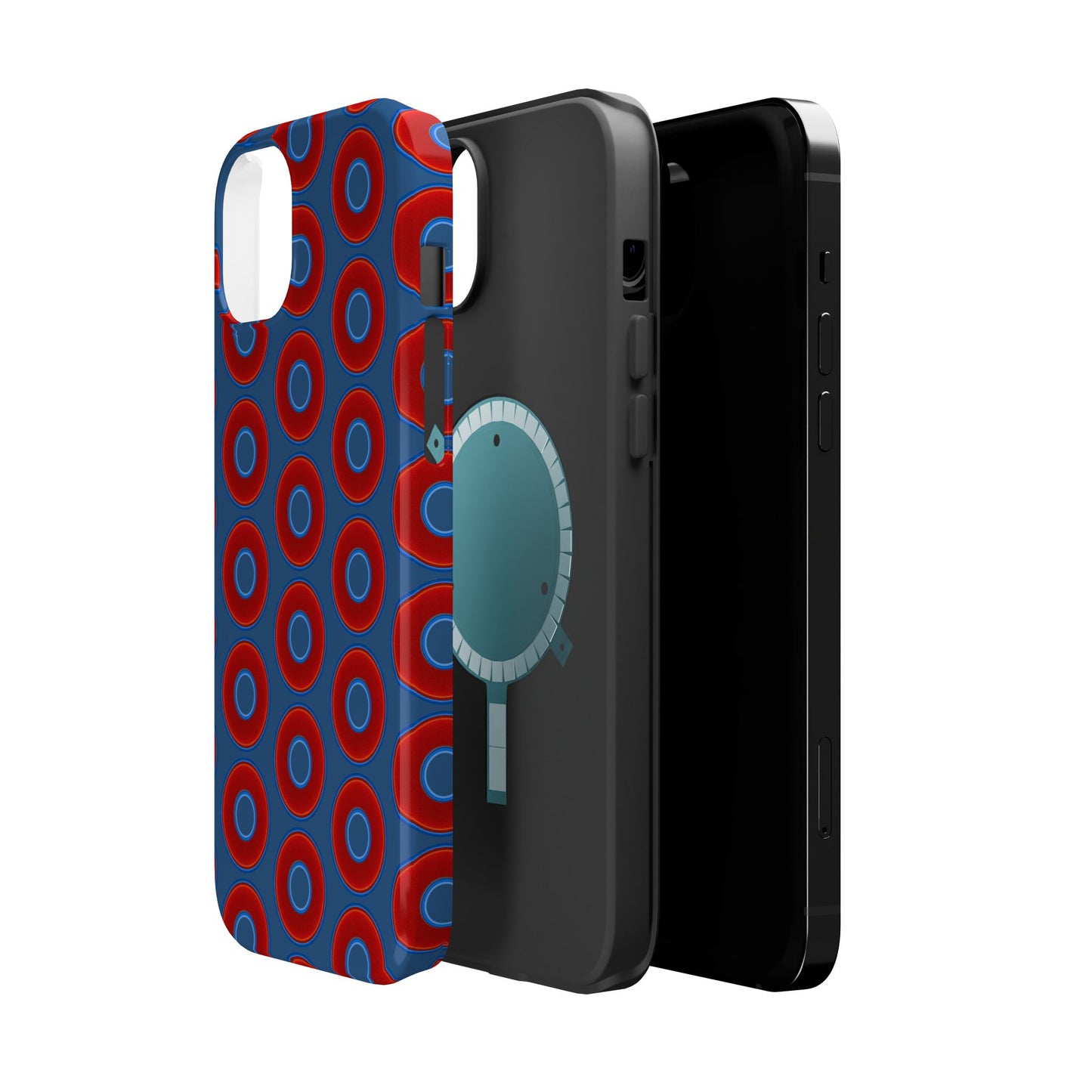 Magnetic Tough Donut Case - red vivid donut print w/light navy blue background