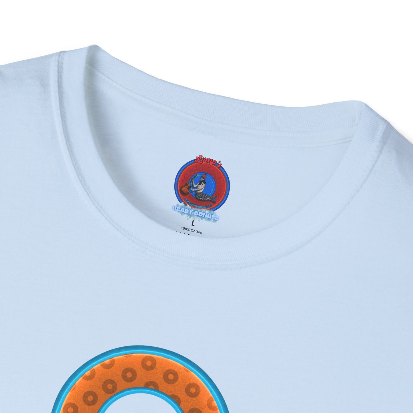 Plain Donuts/Unisex Soft-Style - "Plain Wide Mouthed Paradoxical Donuts" - orange/aquamarine blue donuts