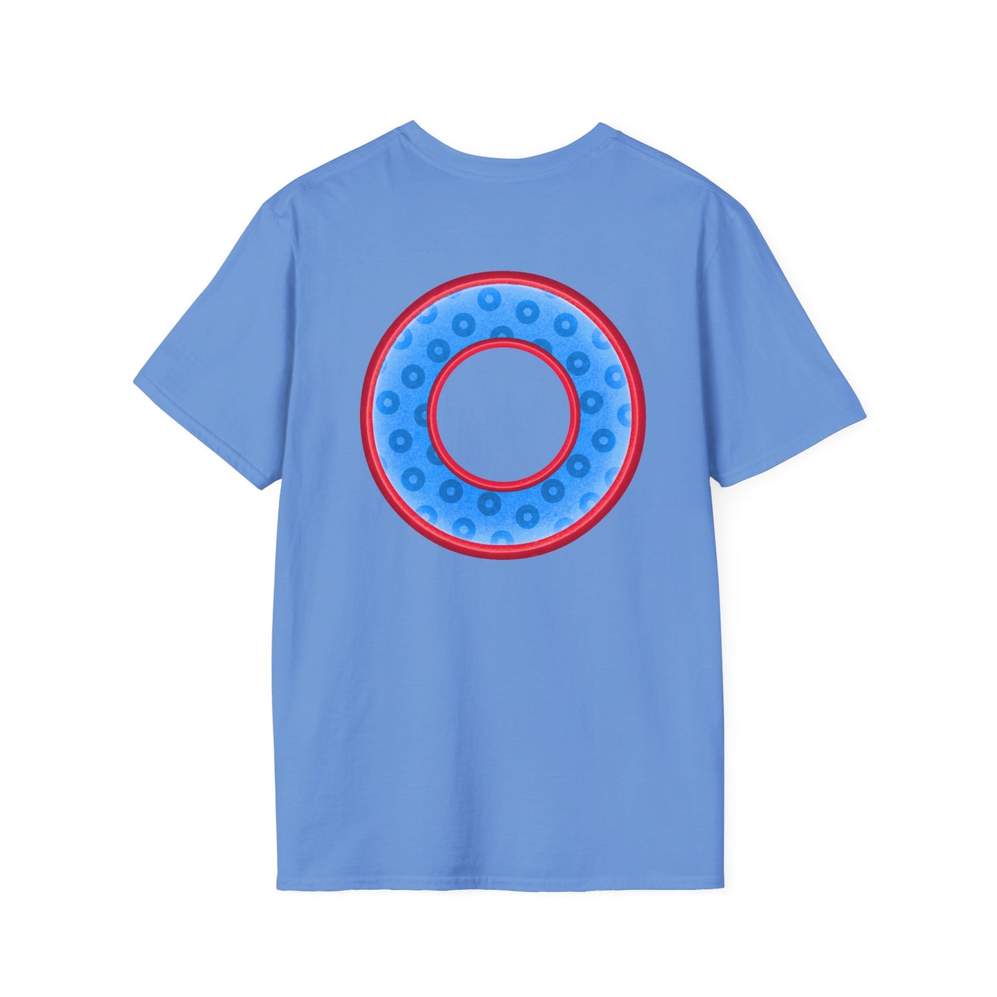 Plain Donuts/Unisex Soft-Style - "Plain Wide Mouthed Paradoxical Donuts" - light blue/red donuts