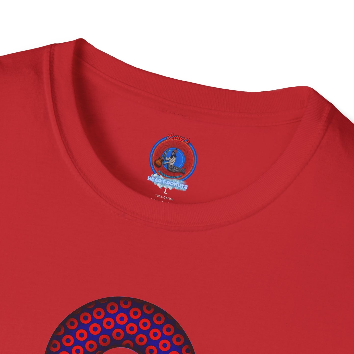 Plain Donuts/Unisex Soft-Style - "Plain Paradoxical Grided Donuts" - red/blue donuts