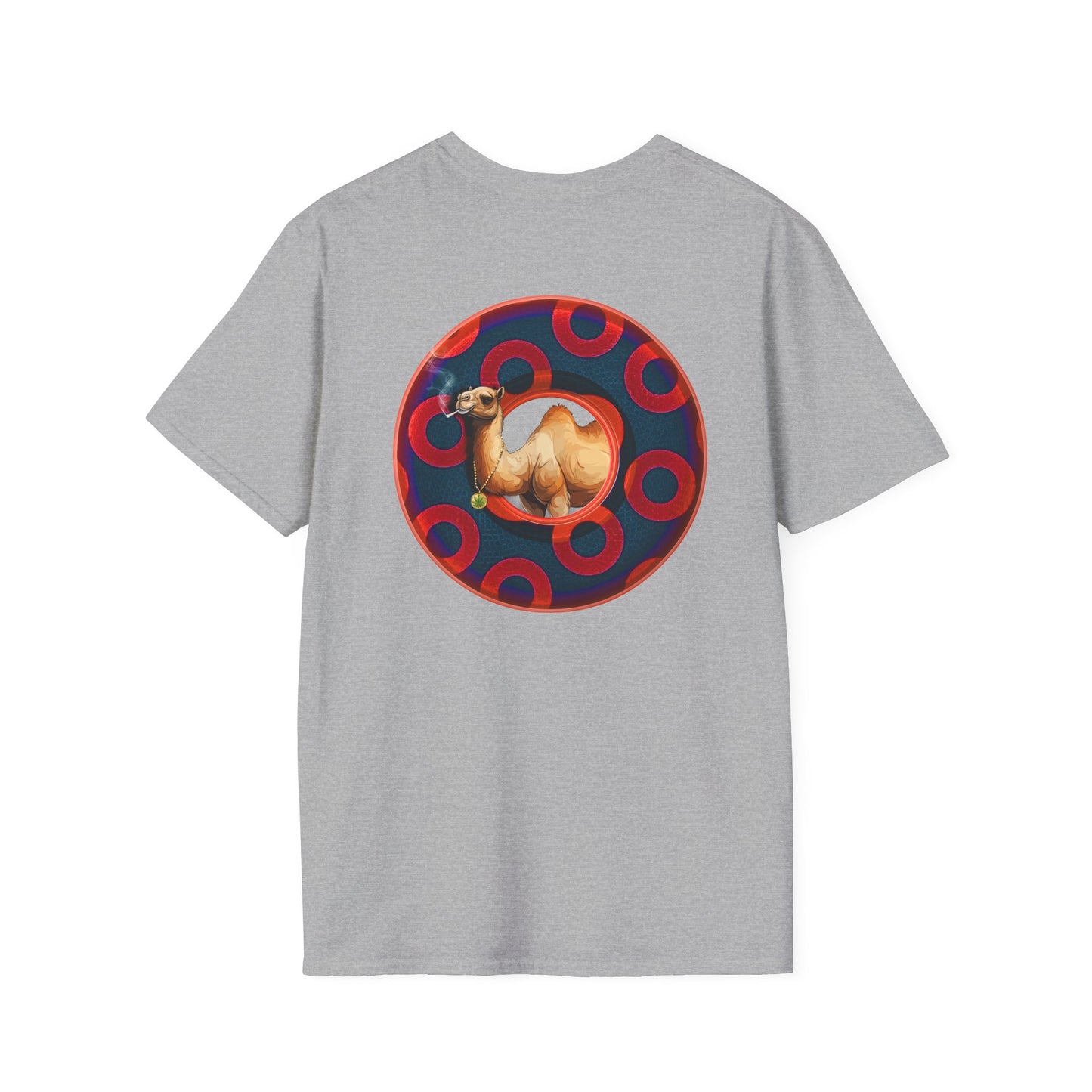 Classic Donut Tee - Unisex Soft-Style - "Joe Camel's Super Cool Donut" - rustic paradox donut - dark navy/red donuts