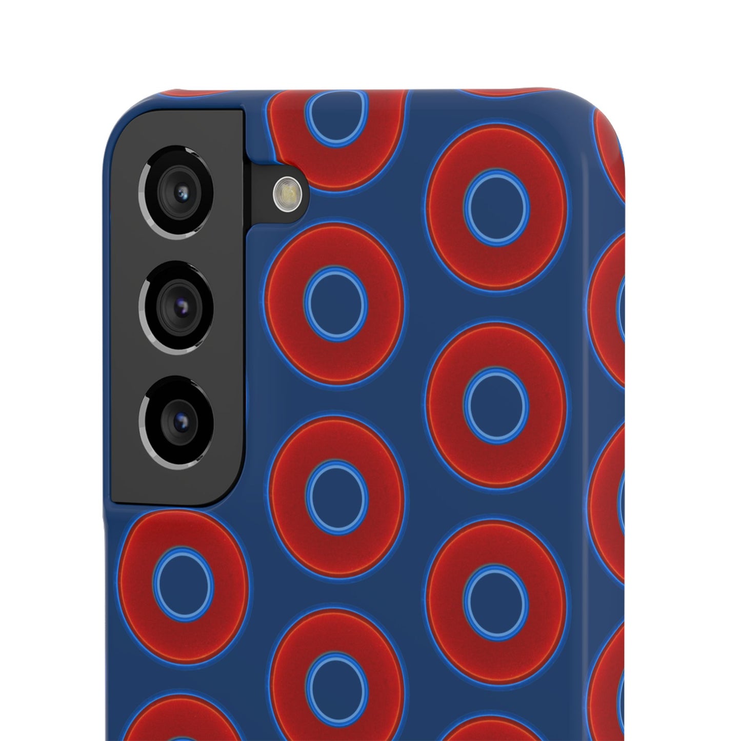 Lumpy Donut Snap Case - red vivid donut print w/Atlantic navy blue background