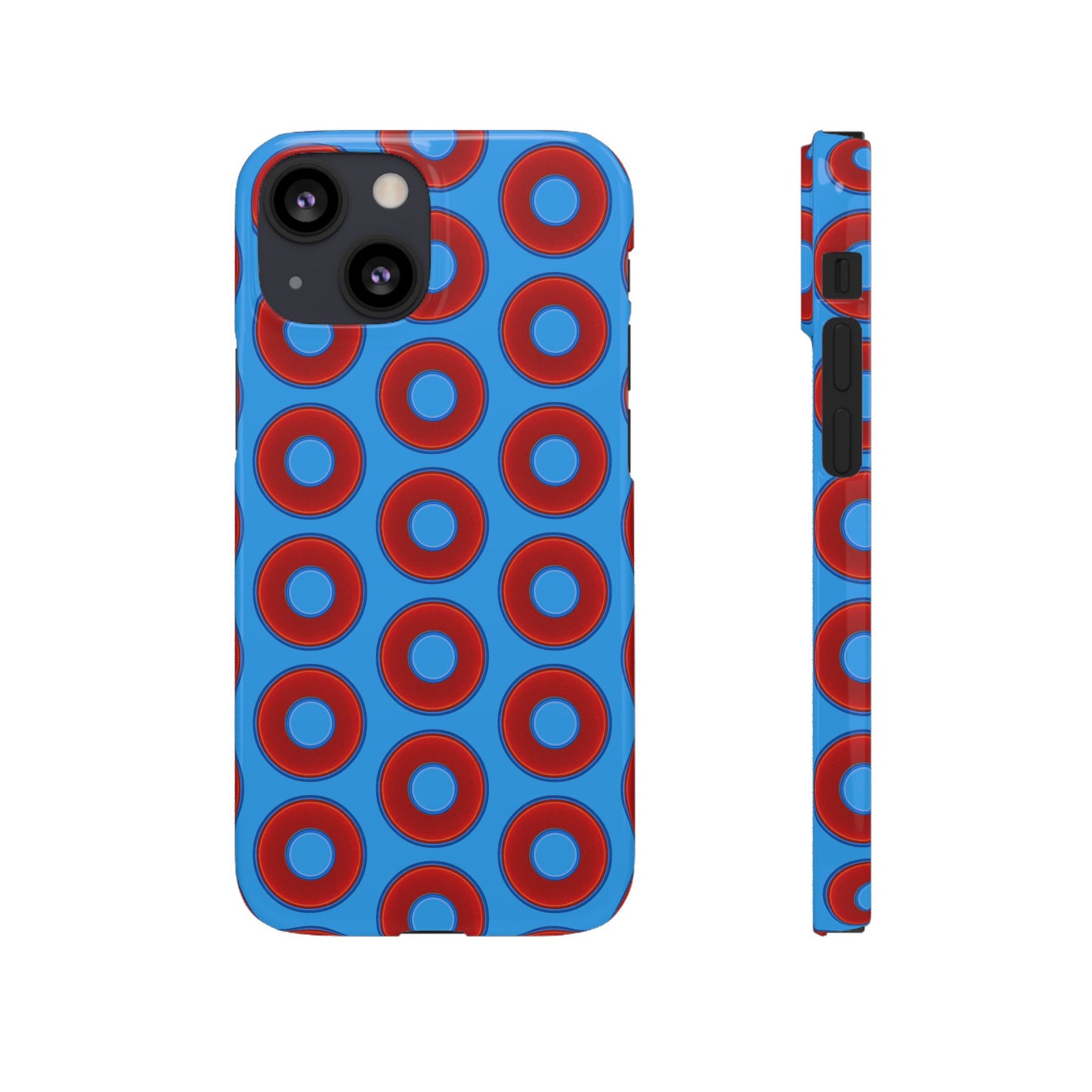 Lumpy Donut Snap Case - red vivid donut print w/sky royal blue background