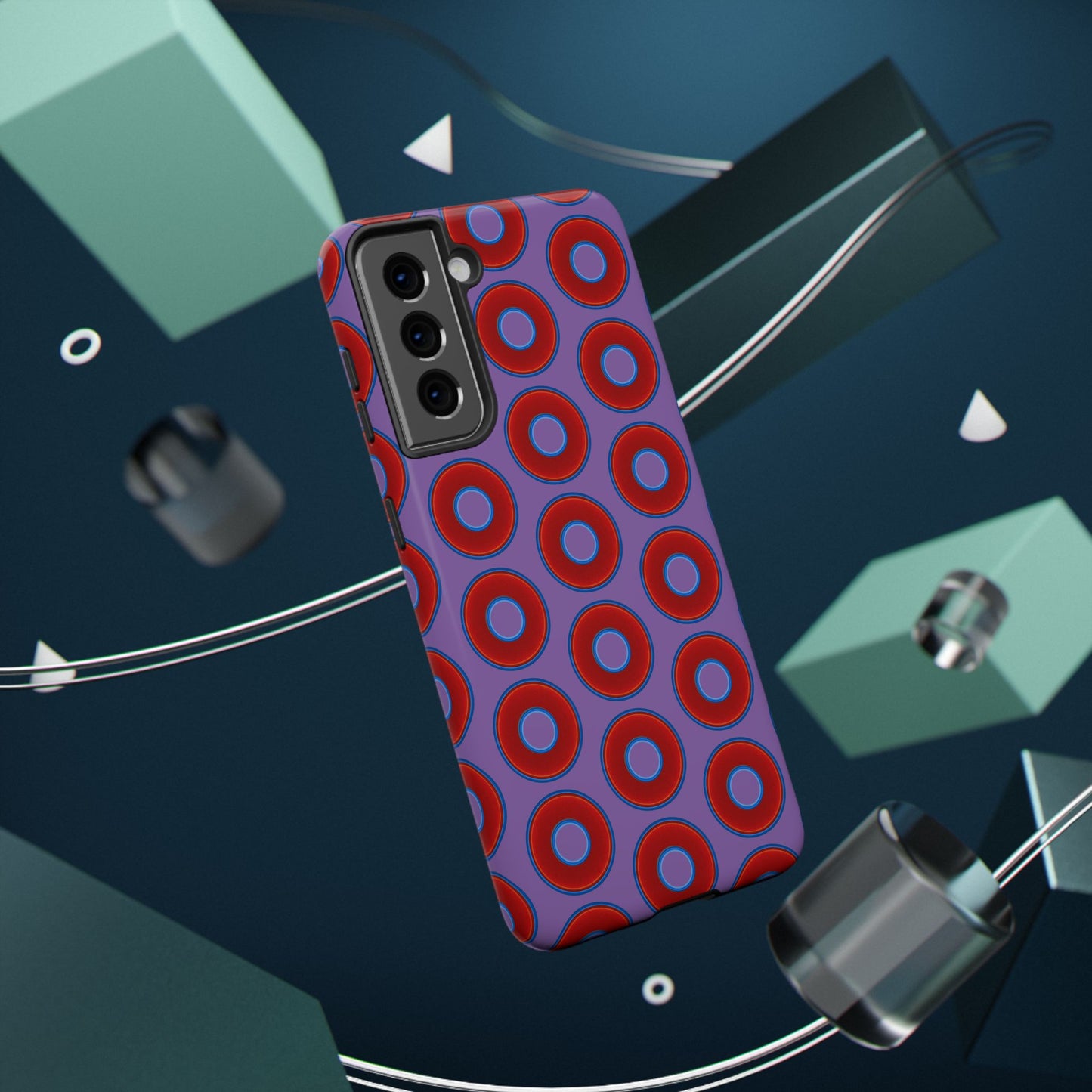 Impact-Resistant Lumpy Donut Case - red vivid donut print w/light purple background