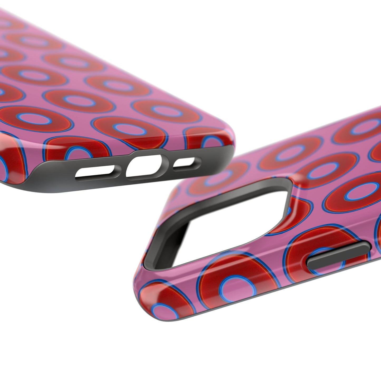 Impact-Resistant Lumpy Donut Case - red vivid donut print w/pink background
