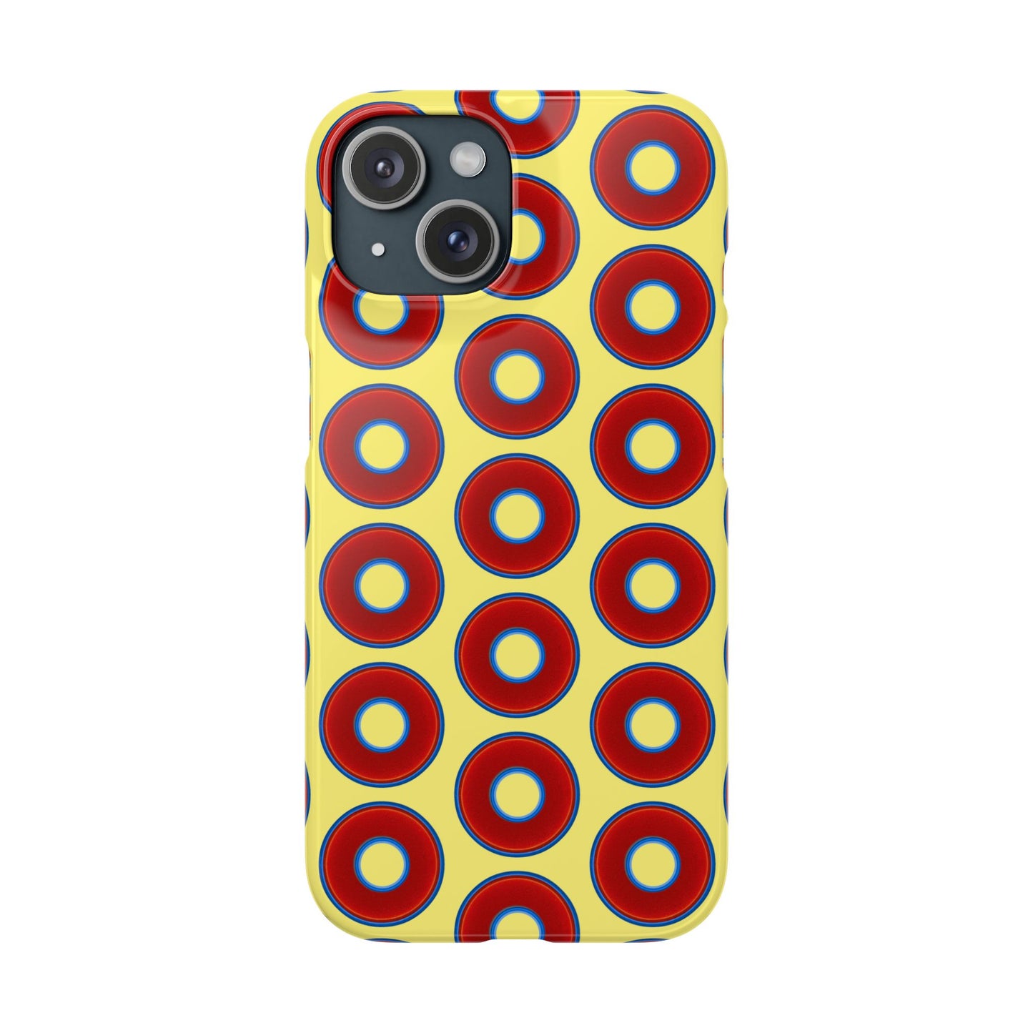Lumpy Donut Snap Case - red vivid donut print w/yellow background