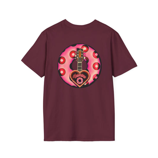Classic Donut Tee - Unisex Soft-Style - "Would You Be My Donut?" - paradoxical faded magenta/red donut - variant 1