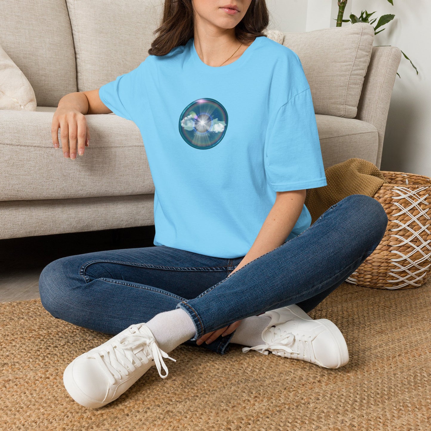 Classic Donut Tee - Unisex Soft-Style - "The Original Divided Donut' - light blue sky donut