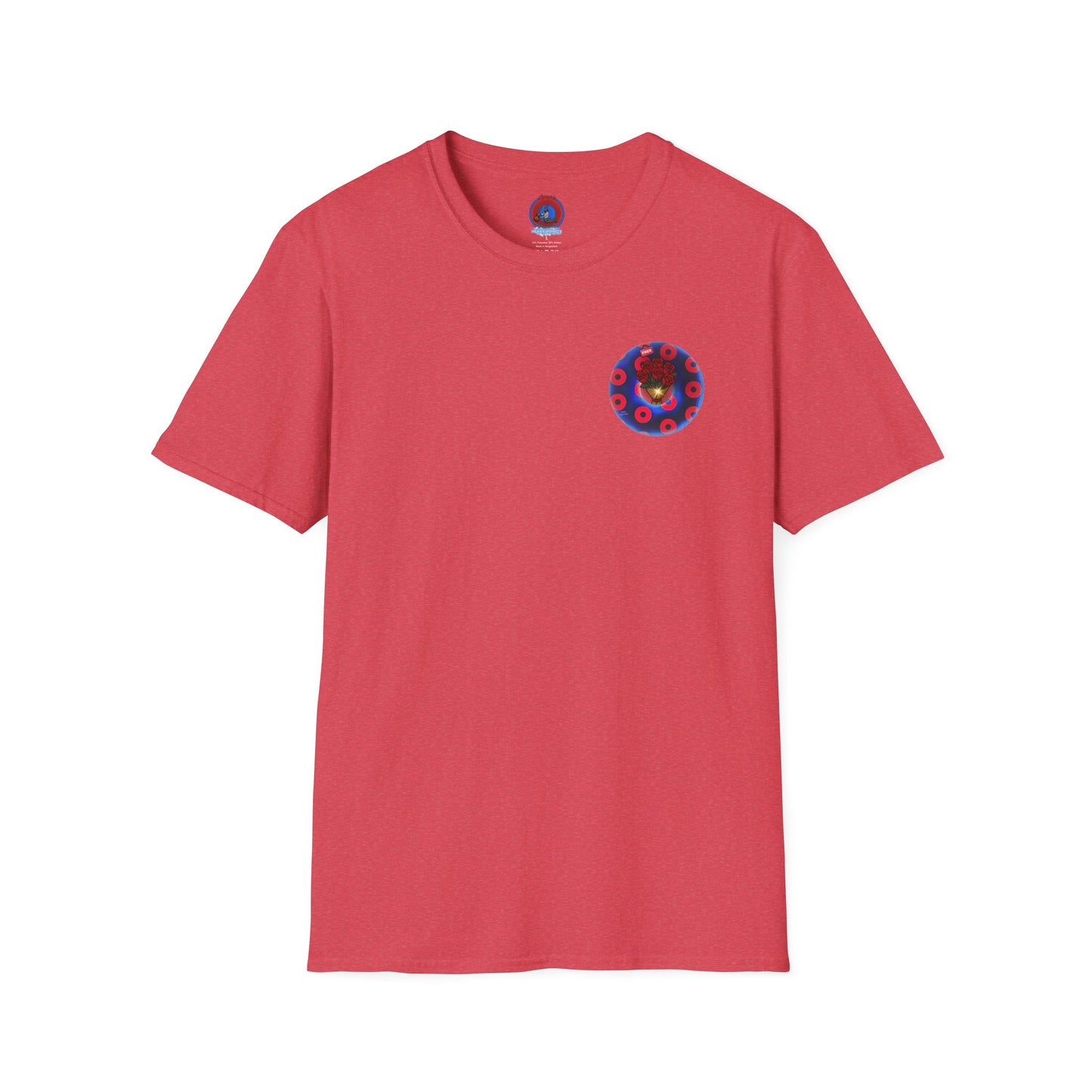 Classic Donut Tee - Unisex Soft-Style - "Donuts of Phreedom" - red/blue paradoxical blimpy donut