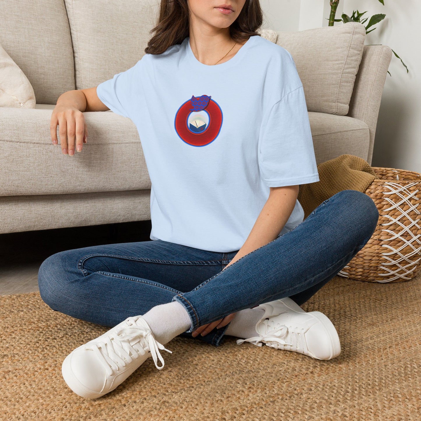 Classic Donut Tee - Unisex Soft-Style - "Phamous Mocking Donut" - vivid red/blue donut