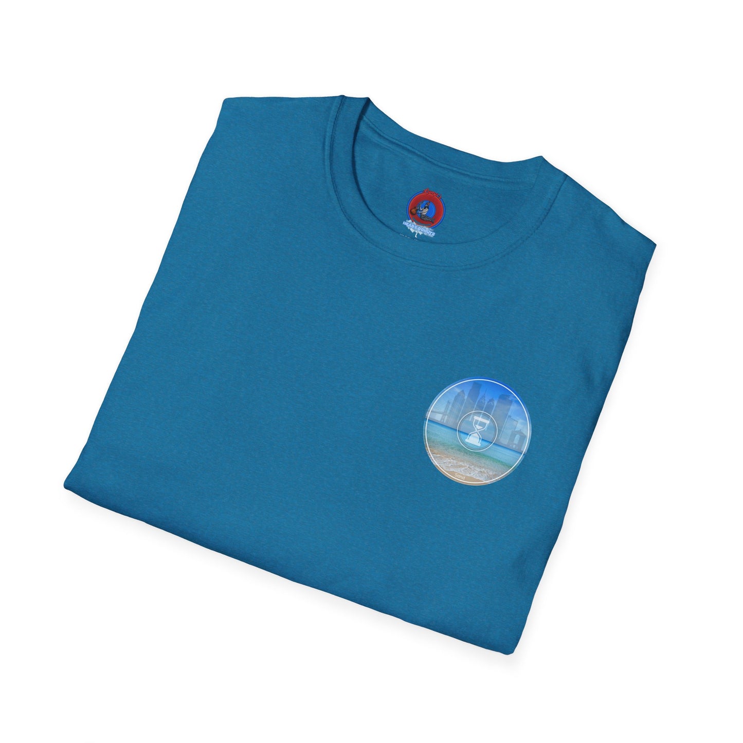 Classic Donut Tee - Unisex Soft-Style - "Philly Special: Still Loading Sand" - vivid blue  pic donut - variant 1