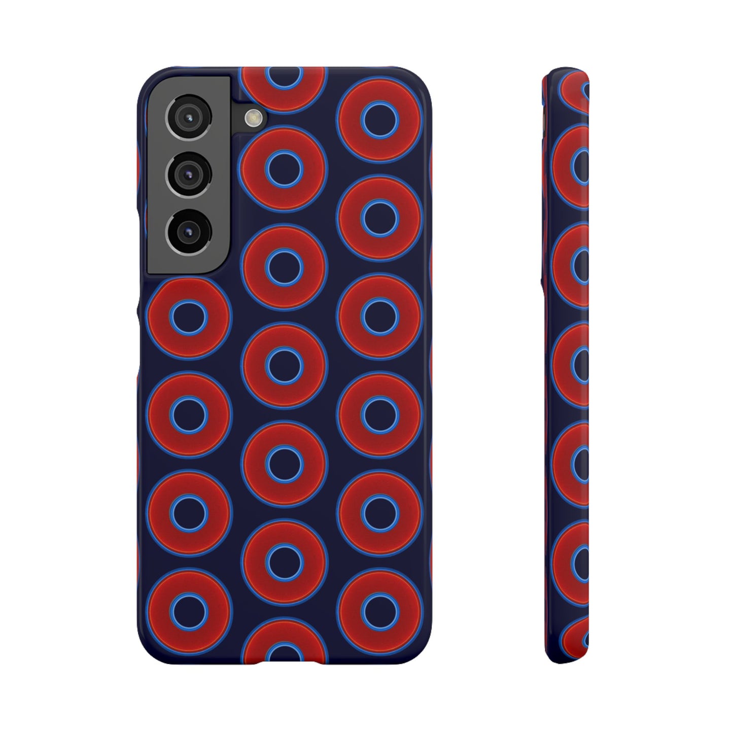 Lumpy Donut Snap Case - red vivid donut print w/midnight blue background