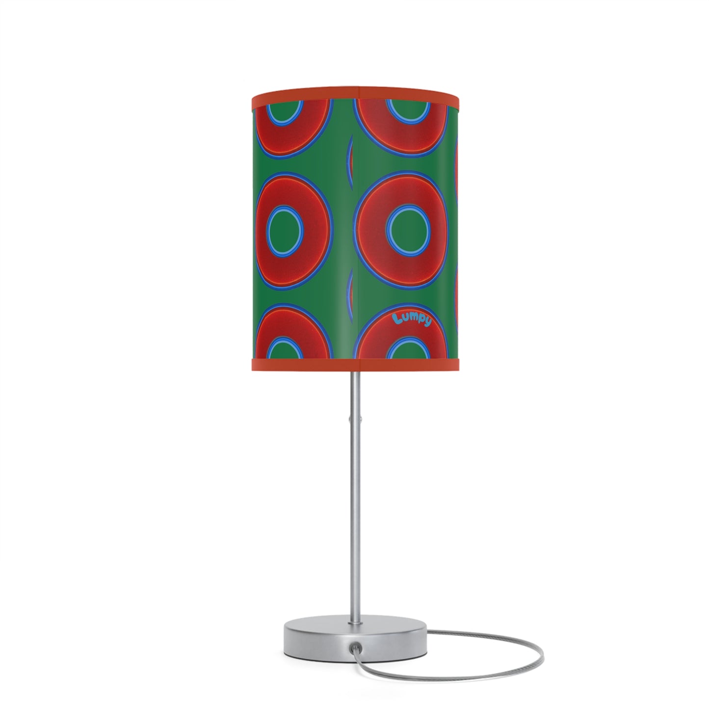 Lumpy Accent Lamps - red vivid donuts w/green background