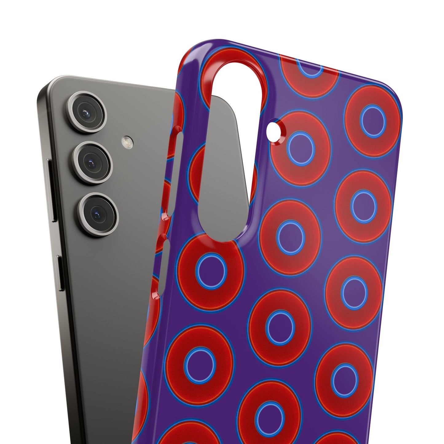 Lumpy Donut Snap Case - red vivid donut print w/dark purple background