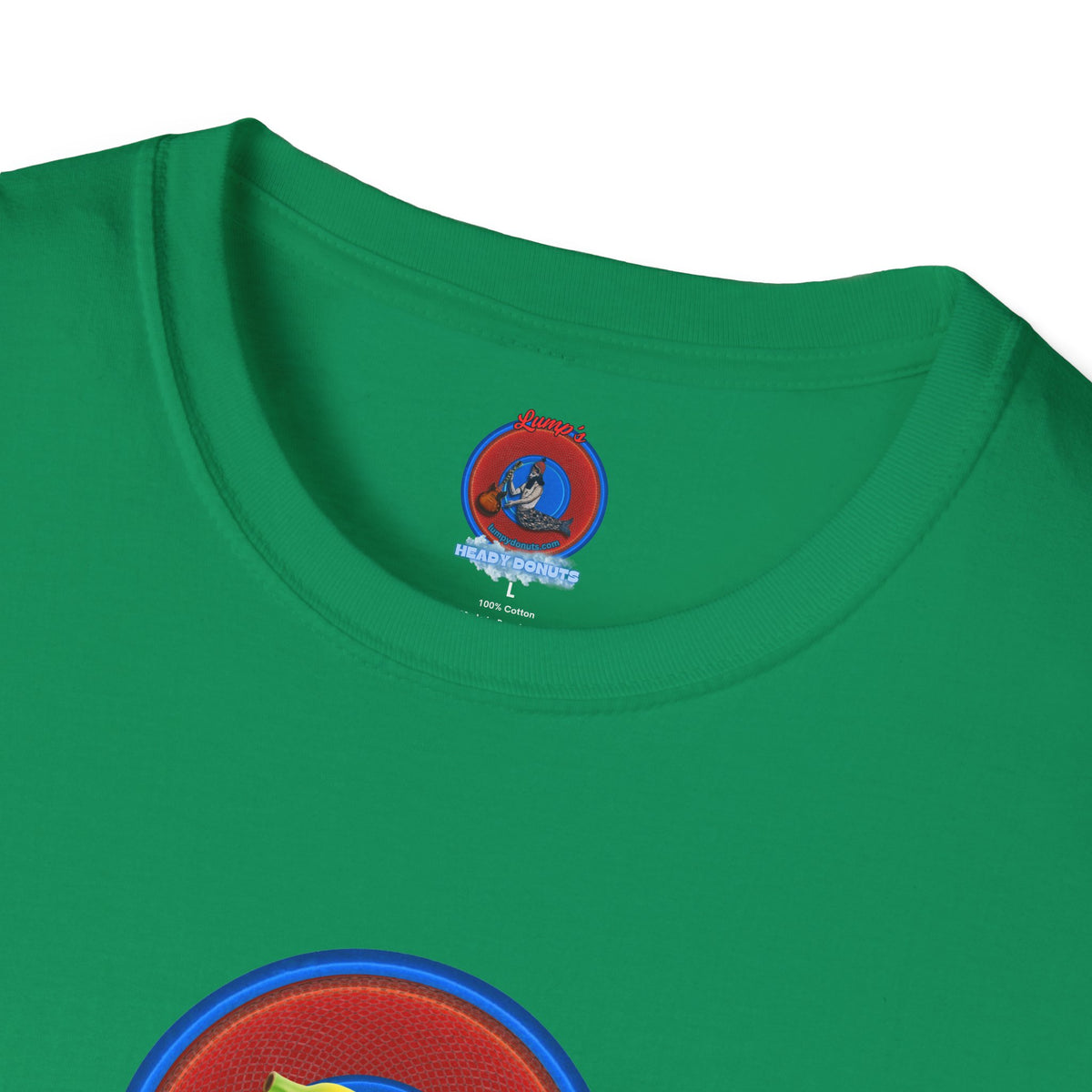 Classic Donut Tee - Unisex Soft-Style - "Dis sheet, it's bananas!" - series 1.0 - variant 6 - traditional red/blue donut
