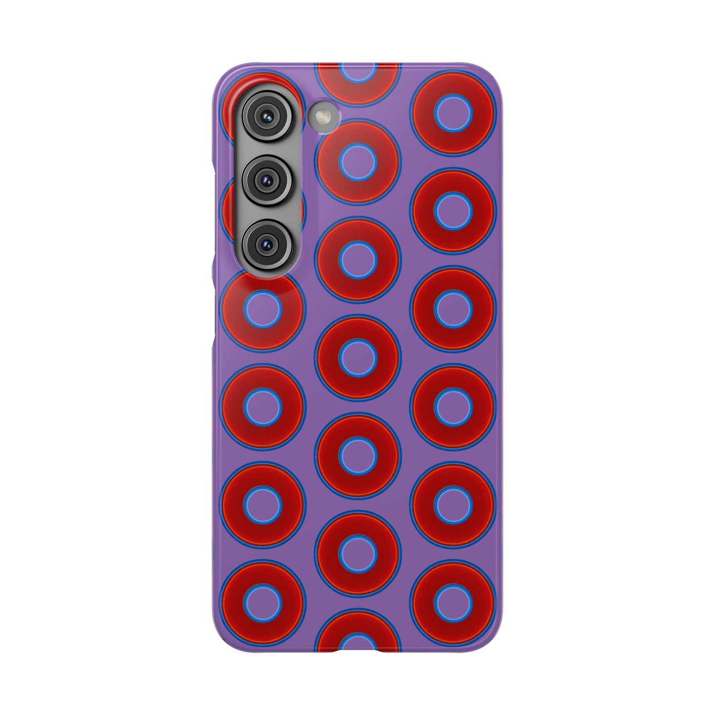 Lumpy Donut Snap Case - red vivid donut print w/light purple background