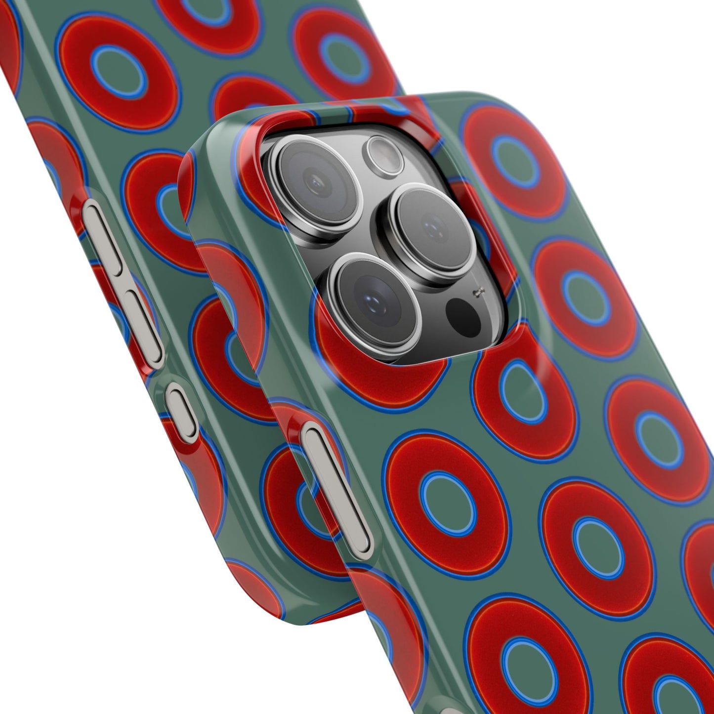 Lumpy Donut Snap Case - red vivid donut print w/Fenway green background