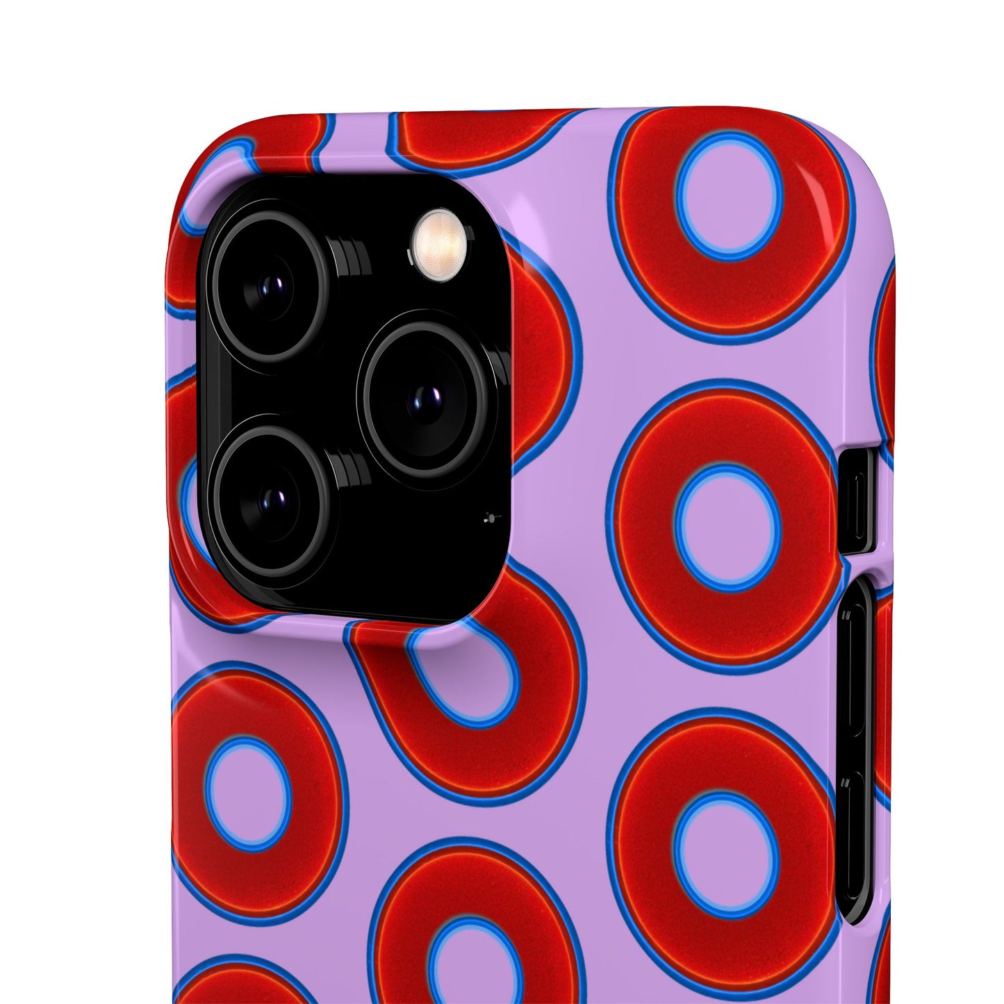 Lumpy Donut Snap Case - red vivid donut print w/wisteria purple background