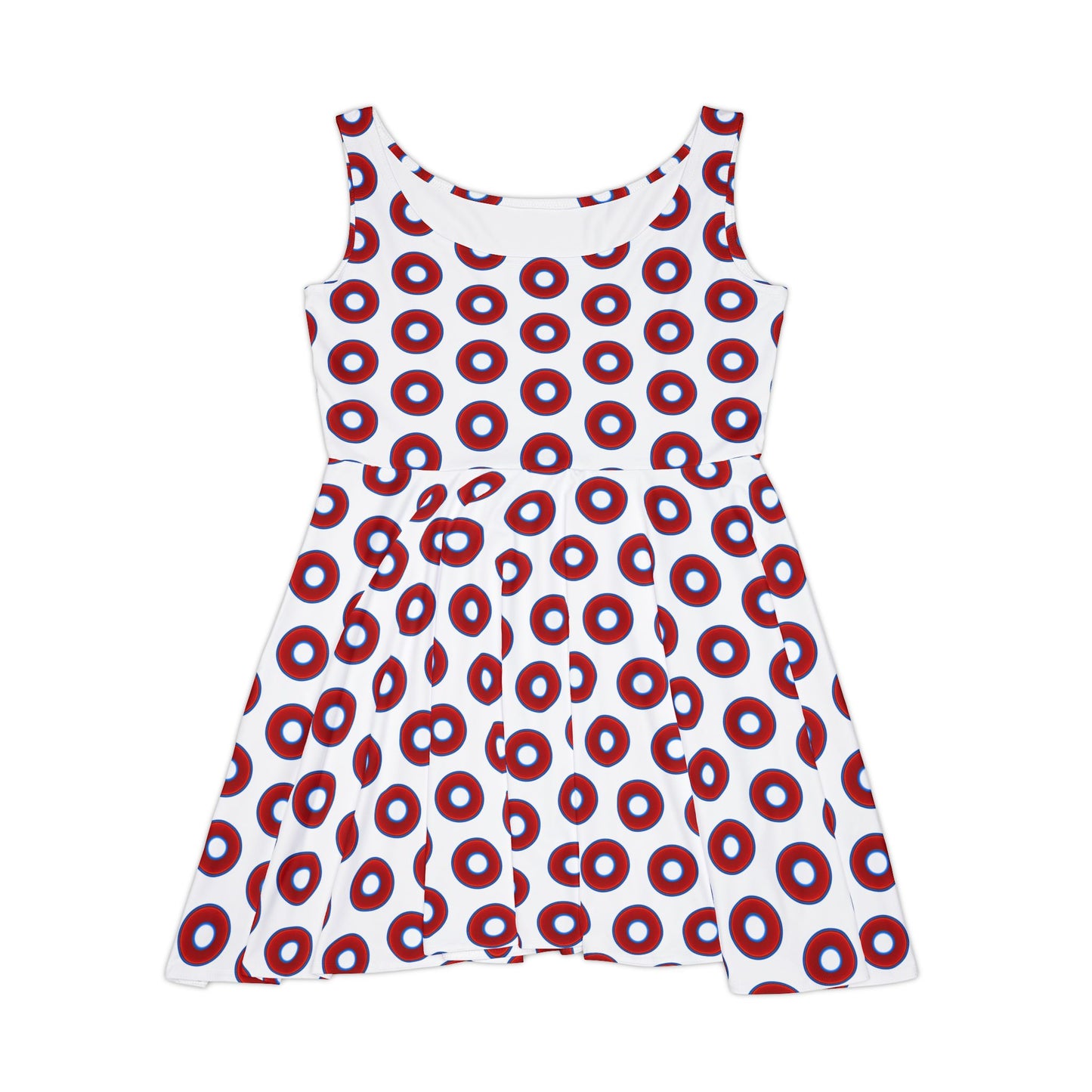 Women's Skater Donut Dress - vivid red donut print w/white background