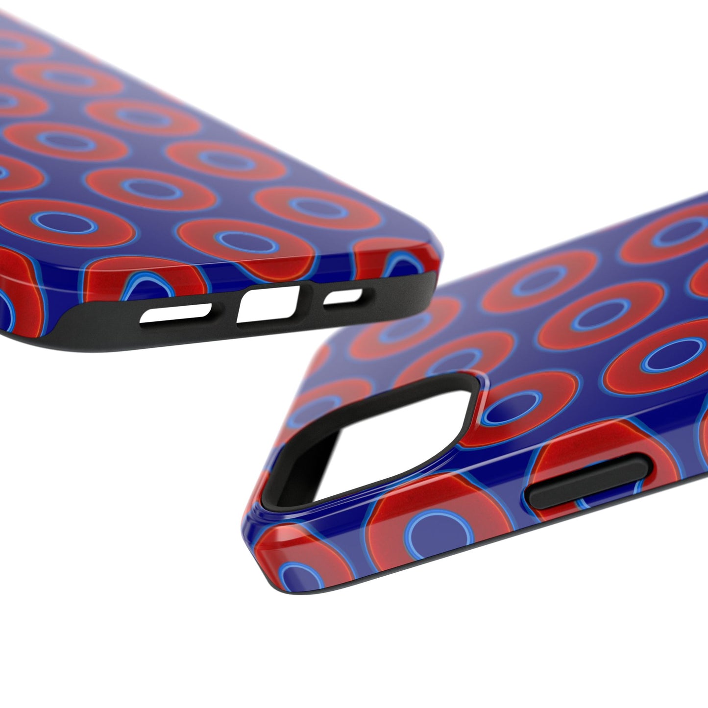 Impact-Resistant Lumpy Donut Case - red vivid donut print w/vivid navy background