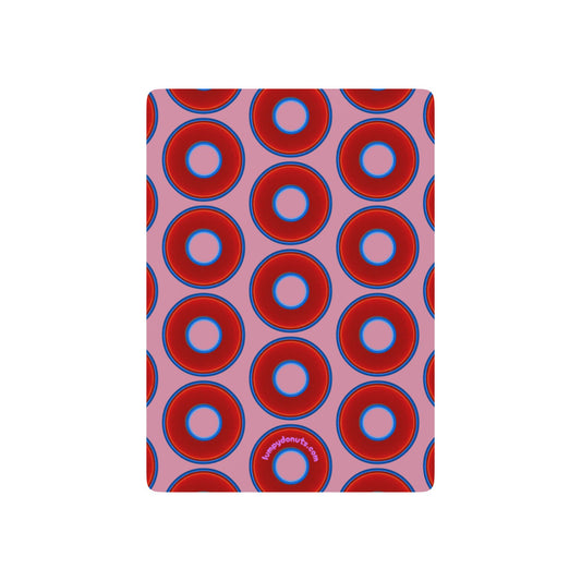 Lumpy Donut Playing Decks - 52-cards - red vivid donuts w/pale magenta background