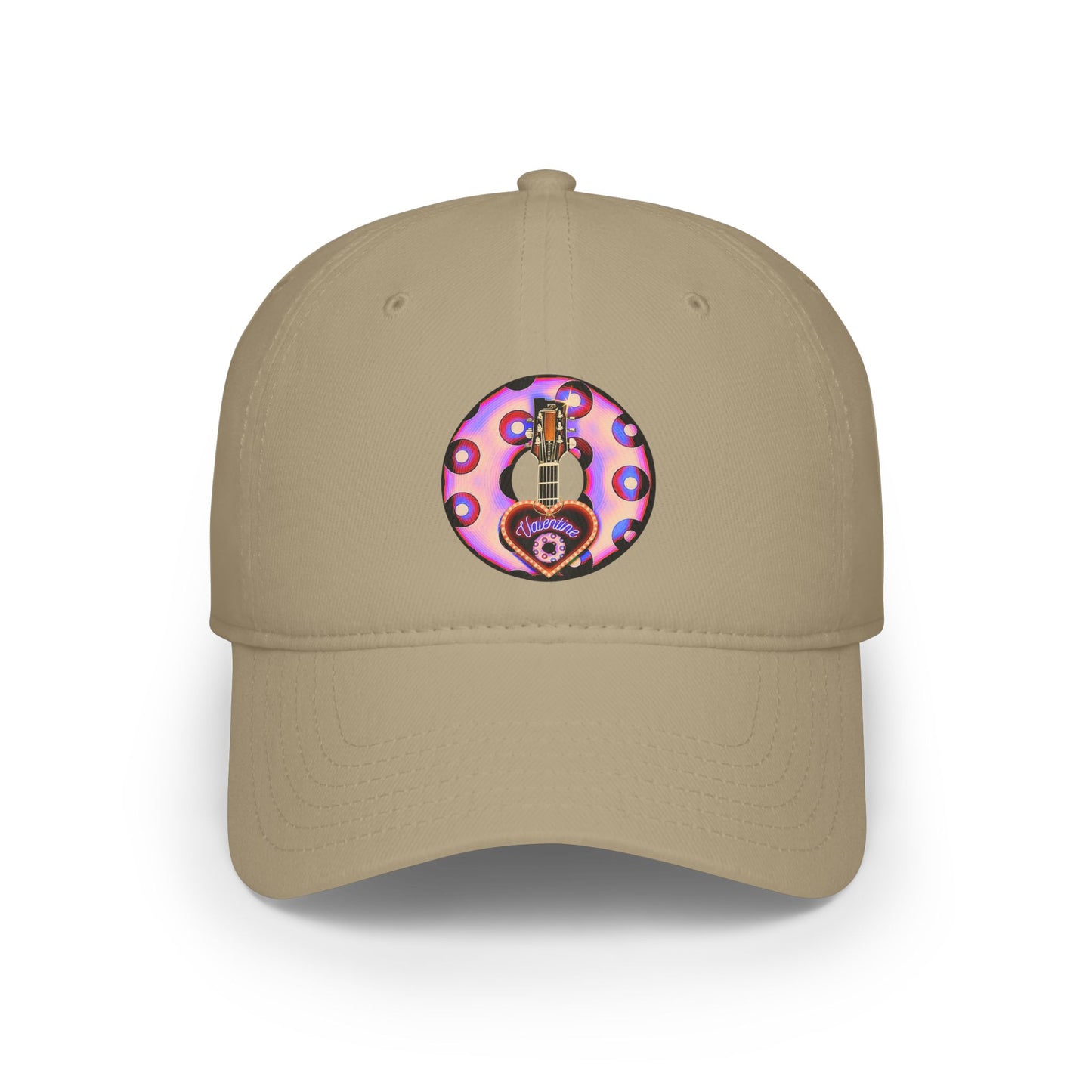 Lumpy Donut Baseball Cap - "Would You Be My Donut?" - paradoxical light purple/red blimpy donut w/ - variant 3