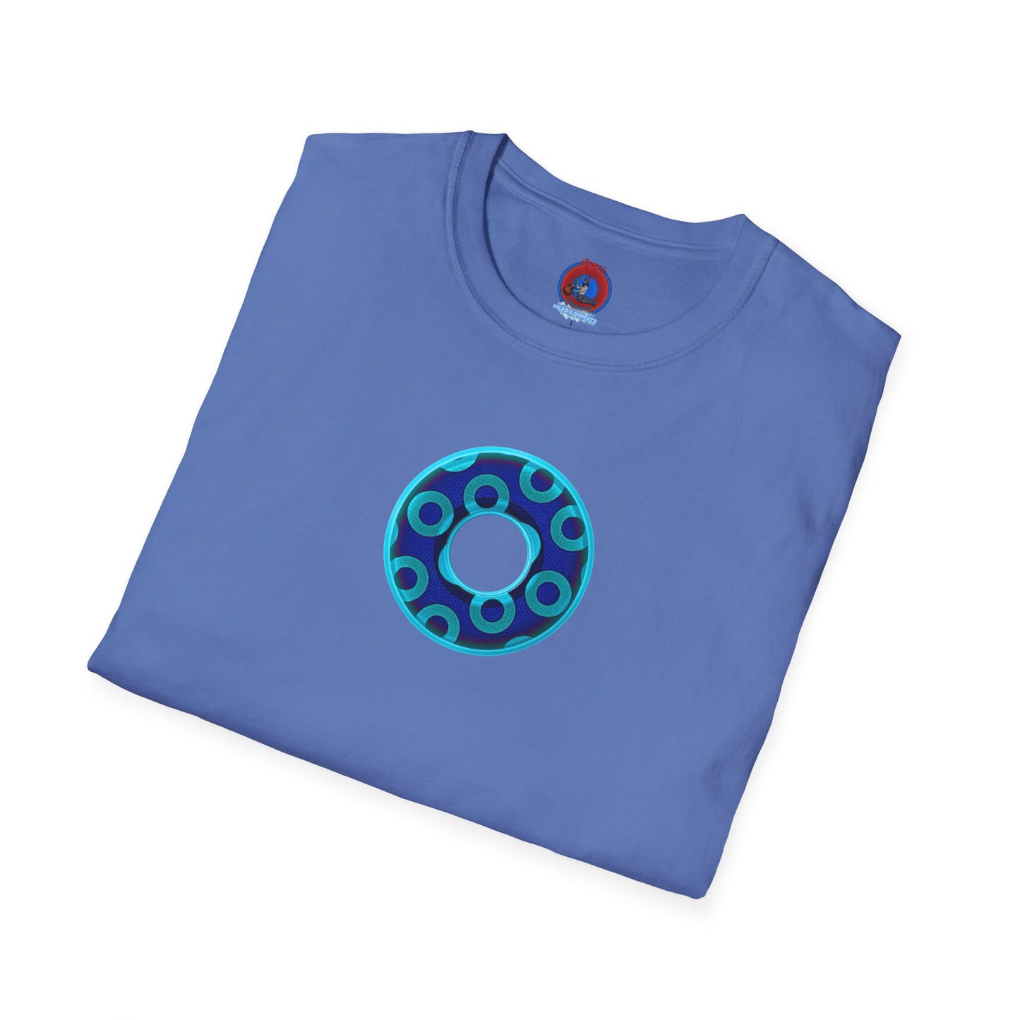 Plain Donuts/Unisex Soft-Style - "Plain Rustic Paradoxical Donuts" - aquamarine/dark blue donuts
