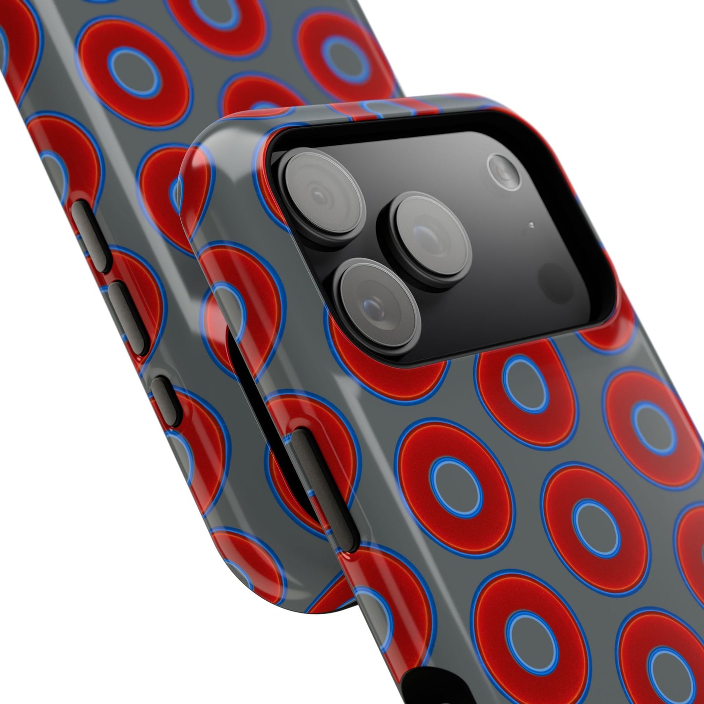 Impact-Resistant Lumpy Donut Case - red vivid donut print w/dark gray background