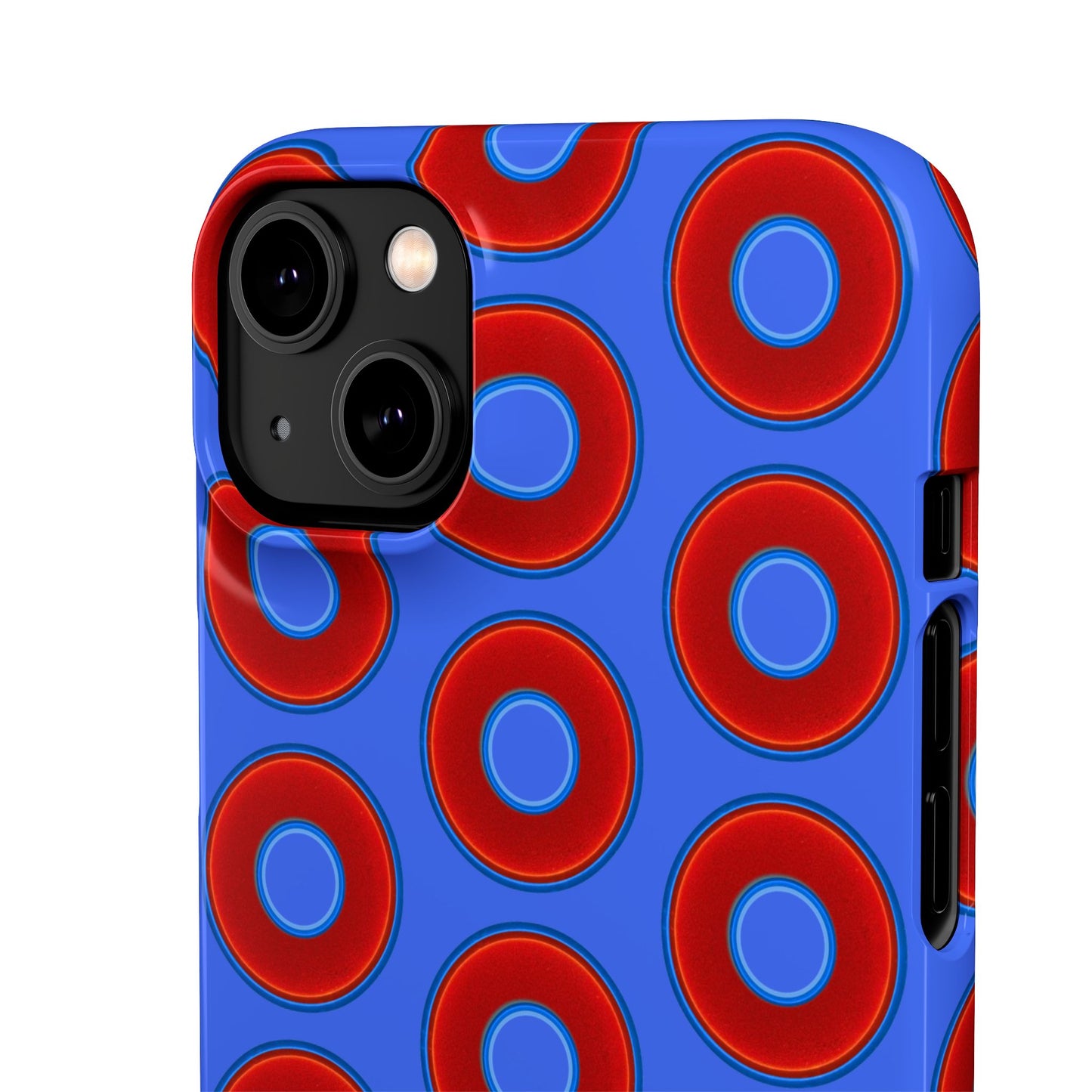 Lumpy Donut Snap Case - red vivid donut print w/royal blue background