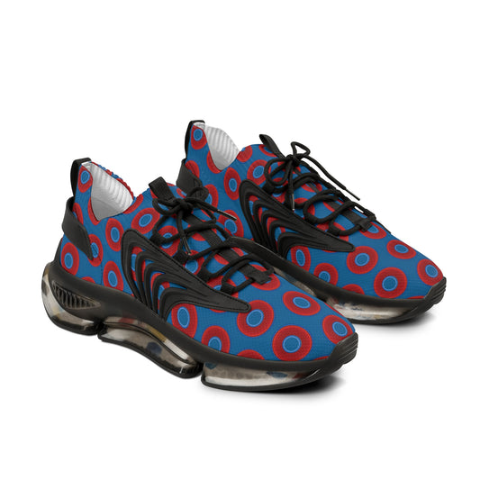 Donut Kicks - red vivid donut print w/wavy navy blue background