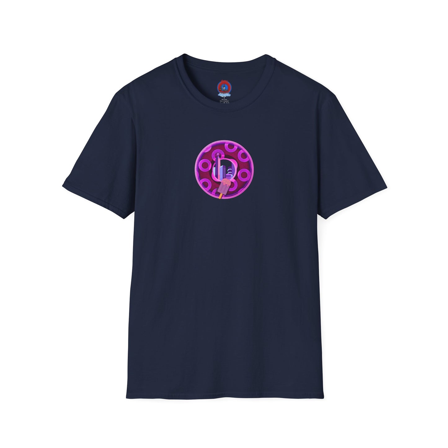 Classic Donut Tee - Unisex Soft-Style - "It's Ice Cream Popsicles - YEMSG Donut" - purple/magenta paradox donut - variant 2