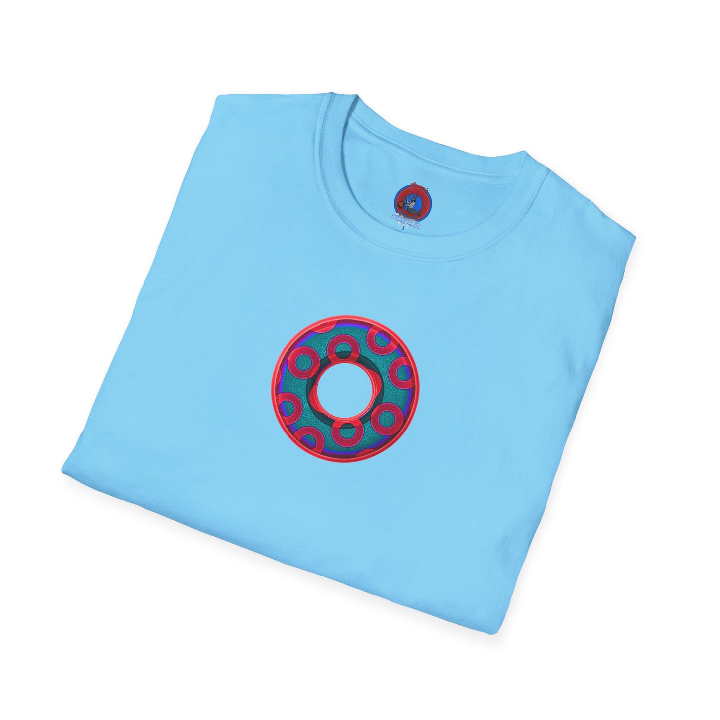 Plain Donuts/Unisex Soft-Style - "Plain Rustic Paradoxical Donuts" - red/steel blue donuts