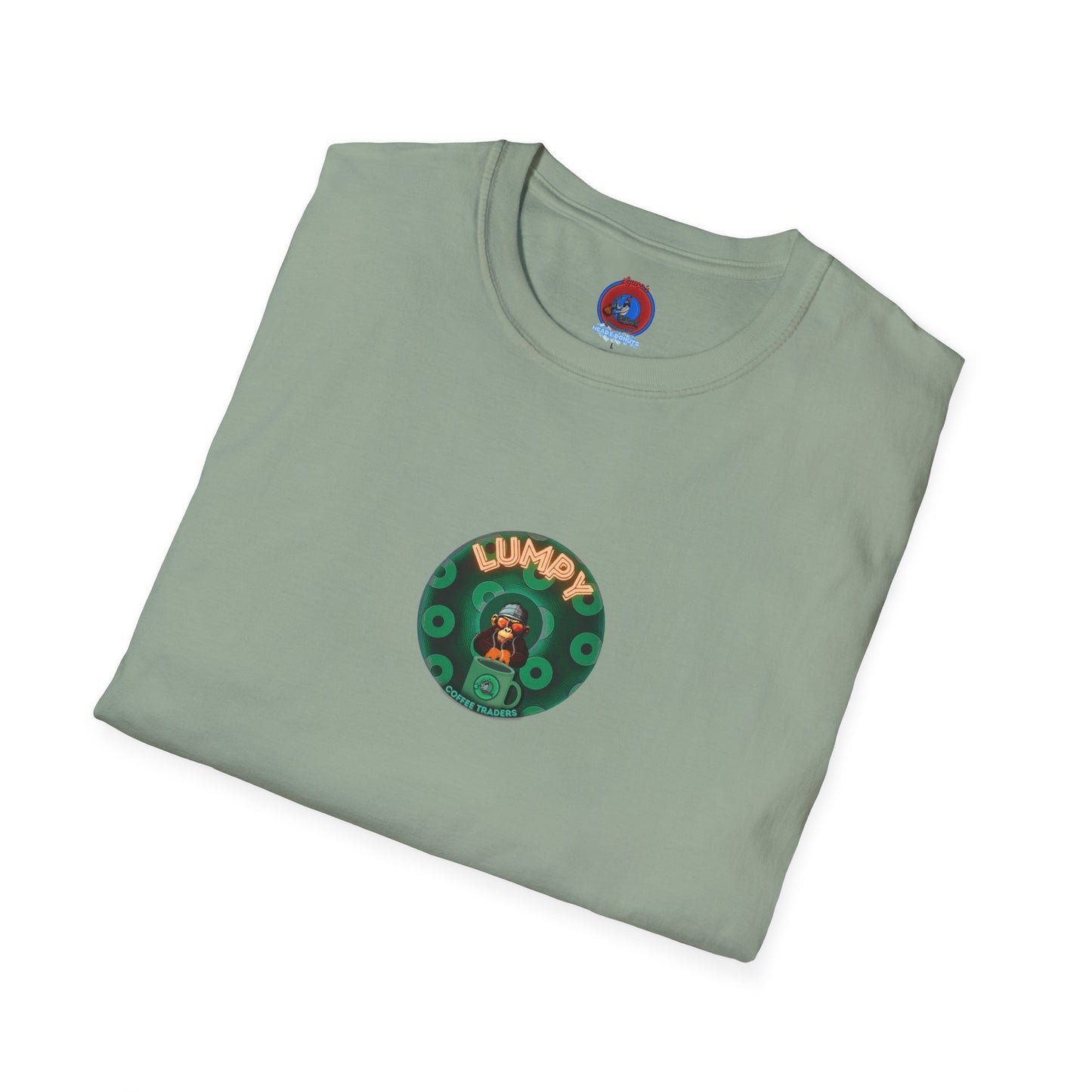 Lumpy Coffee Traders Tee - Unisex Soft-Style - "Taboo, taboot!" - paradoxical donut logo & Taboot print on back - variant 2 - logo front/taboo, taboot back