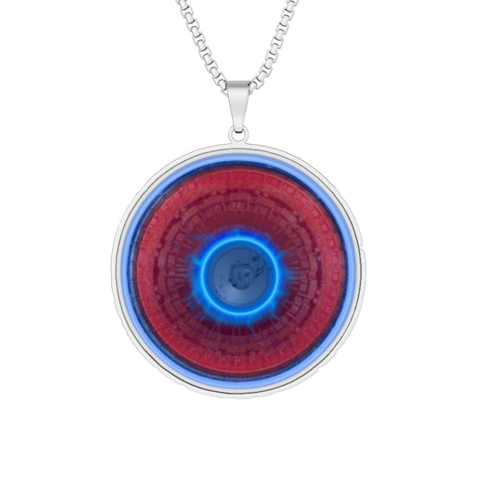 Lump's Heady Donut Necklace - 1" x 1" Stainless Steel Pendant - "Homer's Perfect Donut" - vivid red tube donut - variant 1